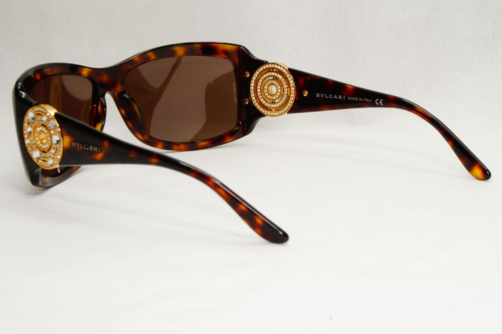 Bvlgari Sunglasses Crystal Brown Tortoiseshell Square 8007-B 851/73 050124