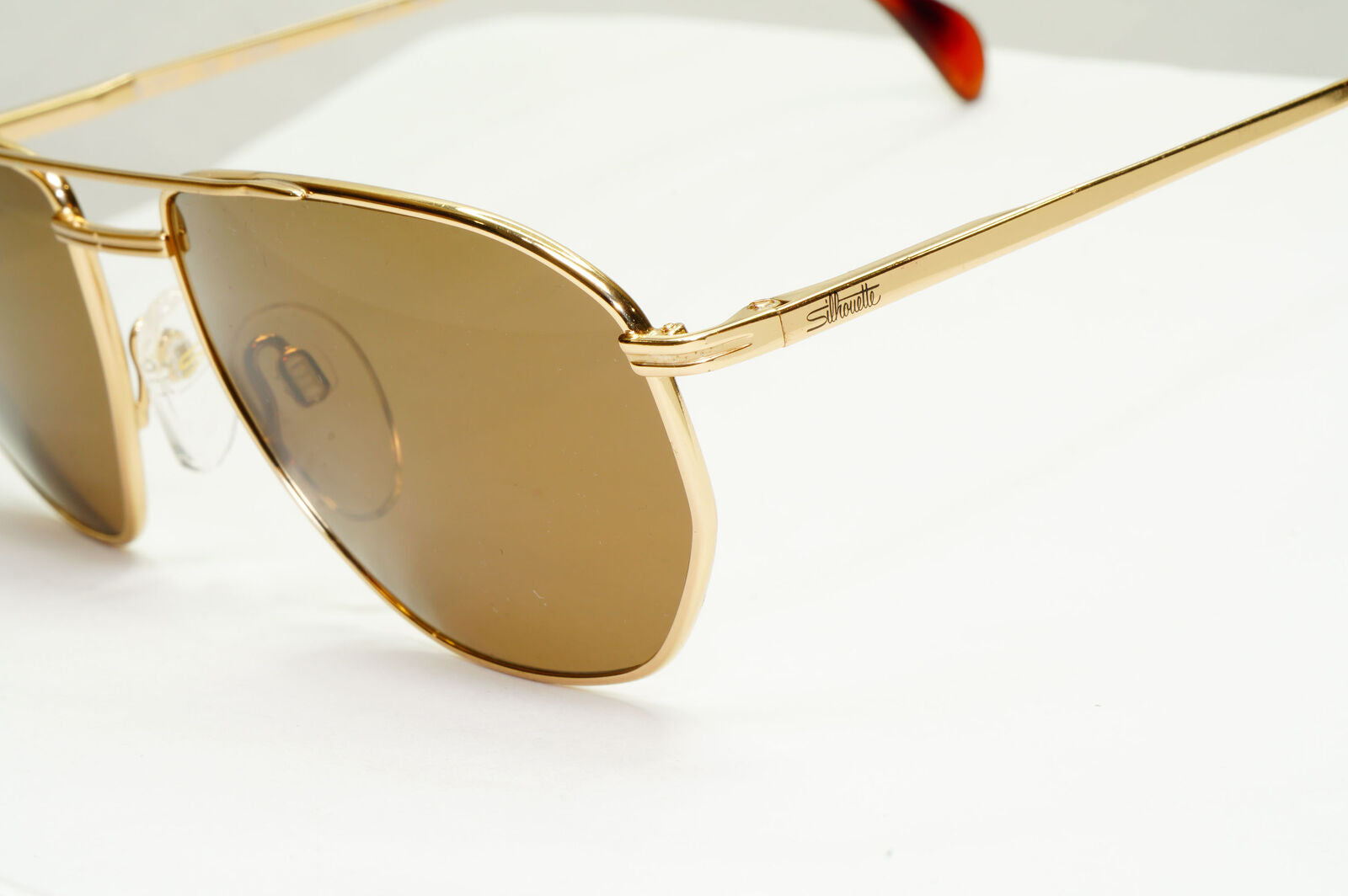 Silhouette 1990s Austria Vintage Sunglasses Gold Pilot Brown M7217 V6050 030123