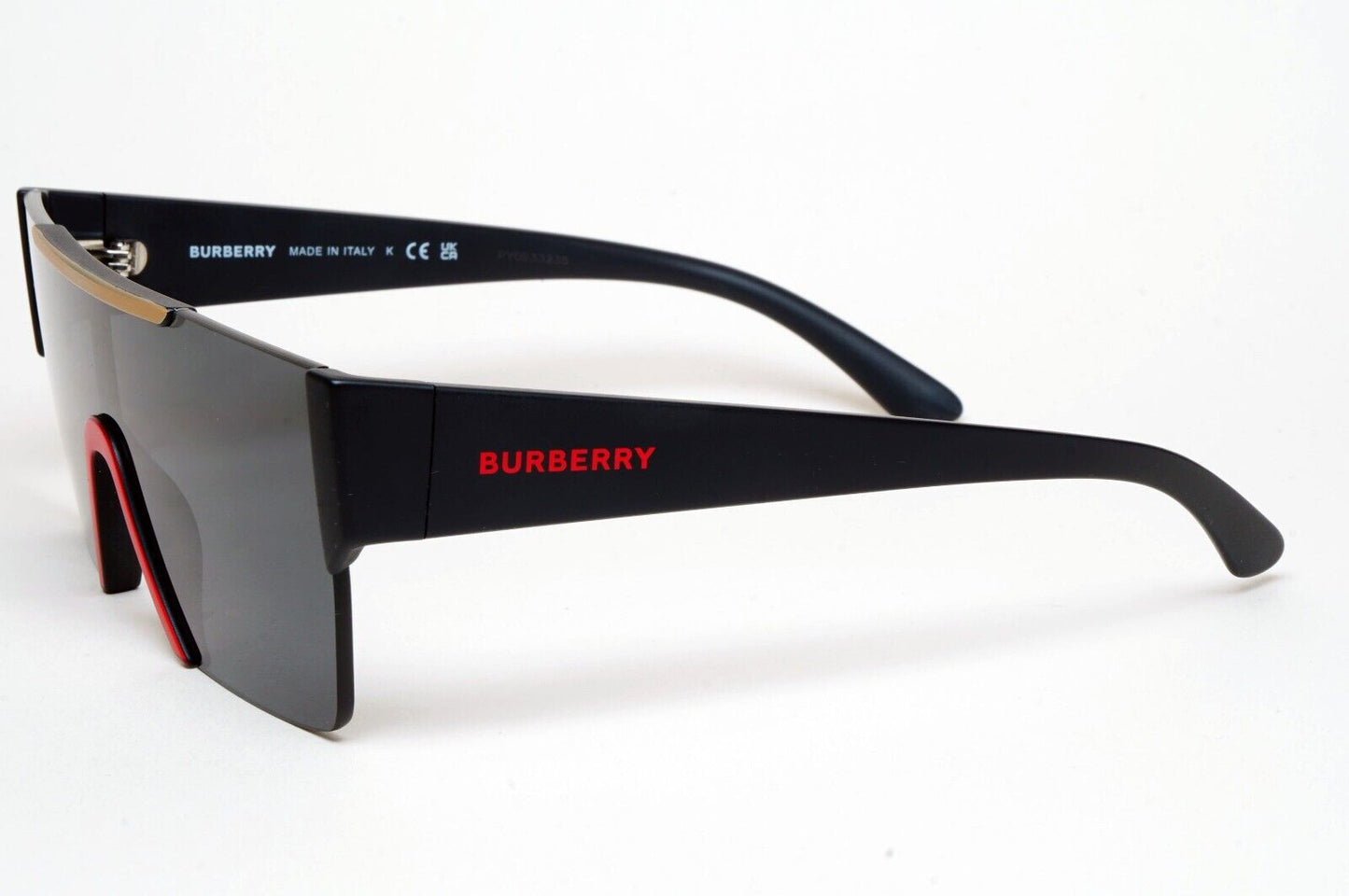 Burberry Sunglasses Black Shield Visor Dark Grey Square BE 4291 3964/87
