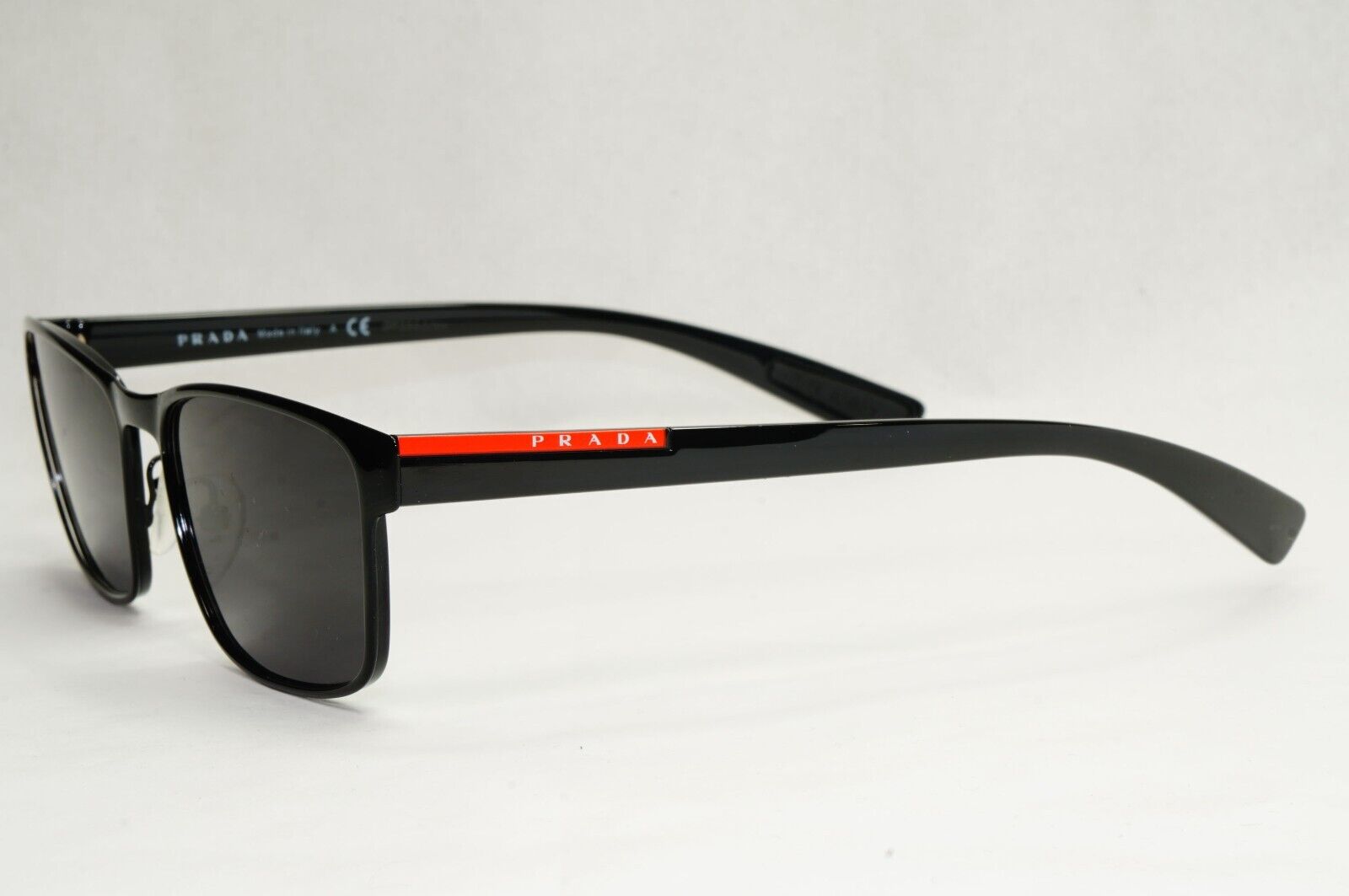 Prada Sunglasses Black Rectangle Square Metal Rim PS50GV VPS 50G 1AB-1O1 55mm