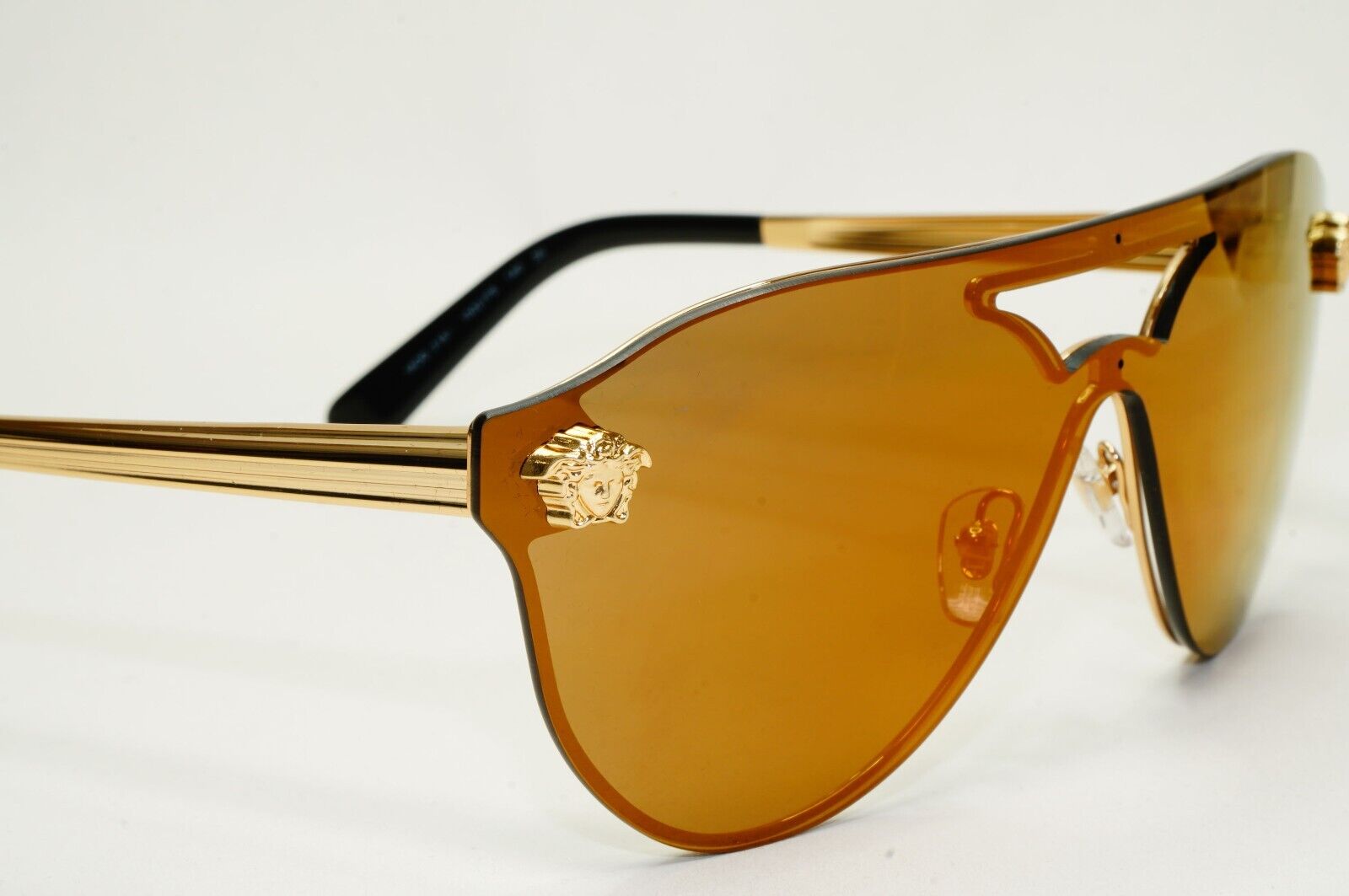 Versace Sunglasses Gold Medusa Brown Mirror Bronze Visor MOD VE 2161 1002/F9