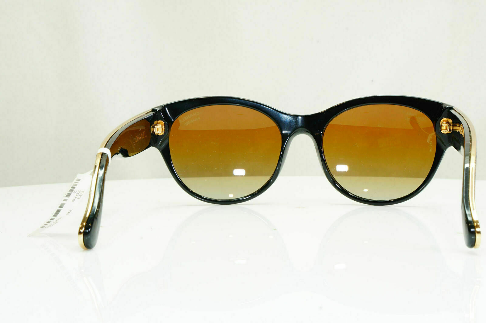Chanel Polarized Stingray Leather Sunglasses Black Gold Womens 5273 622/S0 26743