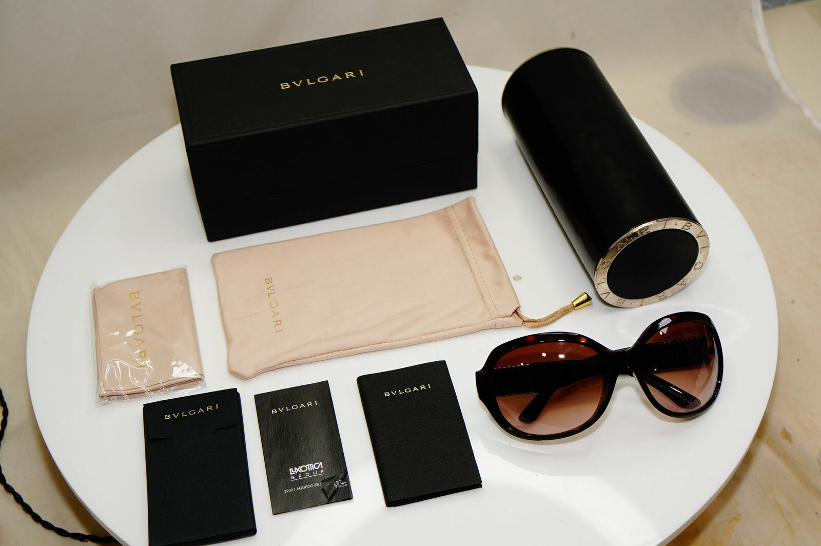 Authentic BVLGARI Boxed Vintage Sunglasses Brown Square HAVANA 8039 977/13 26624