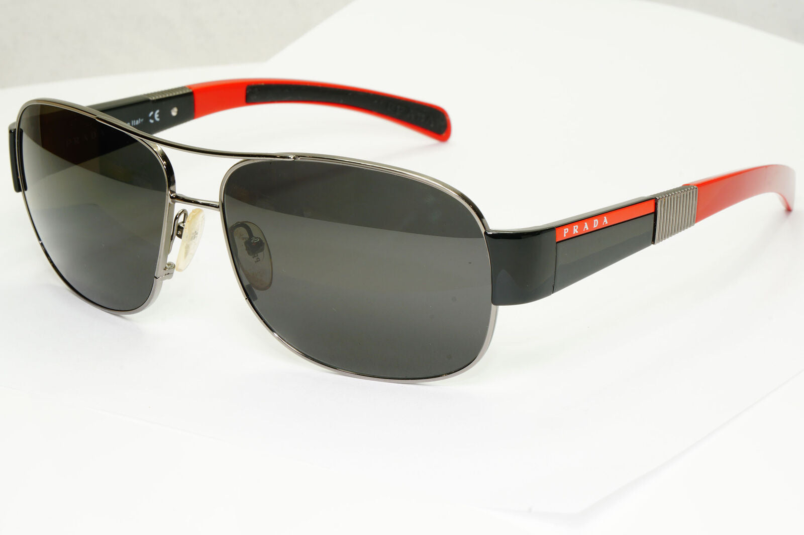 Prada 2006 Sunglasses Vintage Pilot Black Red PS56HS SPS 56H 5AV-3M1 290323