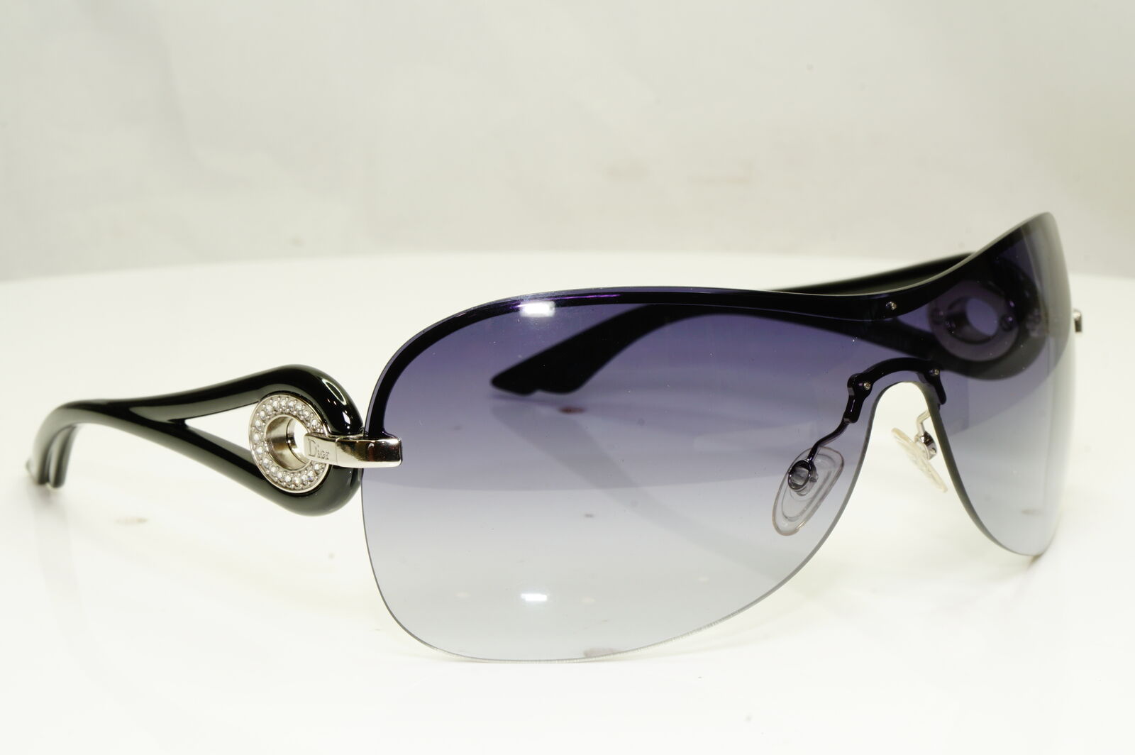 Authentic Dior Womens Shield Black Visor Shield Sunglasses Volute 3 Strass RZSJJ