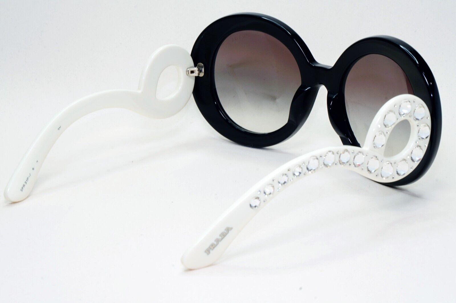 Prada Sunglasses Baroque Ornate Swirl White Black PR31PS SPR 31P 7S3-0A7  311024
