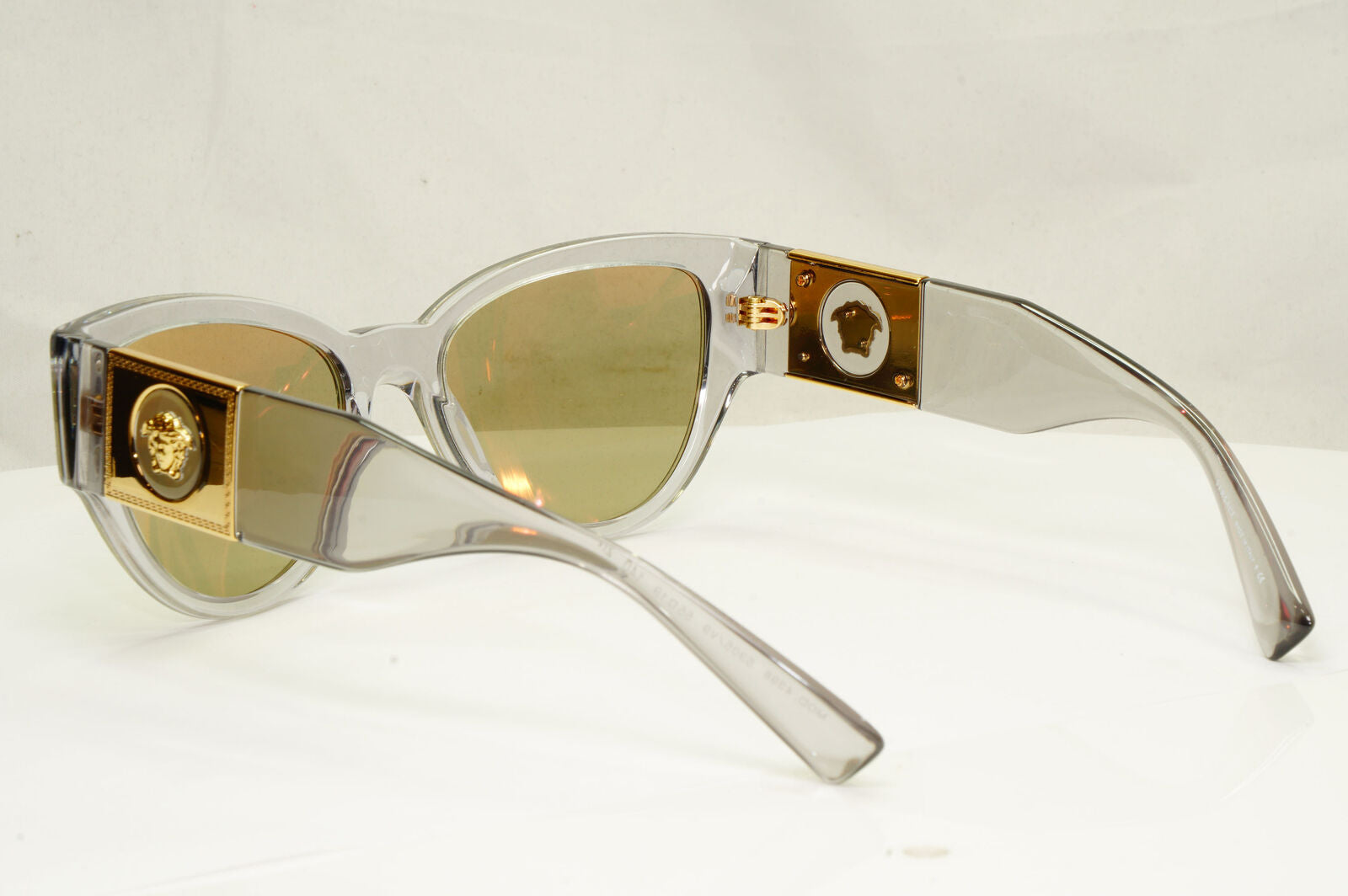 Authentic Versace Womens Clear Gold Big Medusa Logo Sunglasses 4398 5305/V9