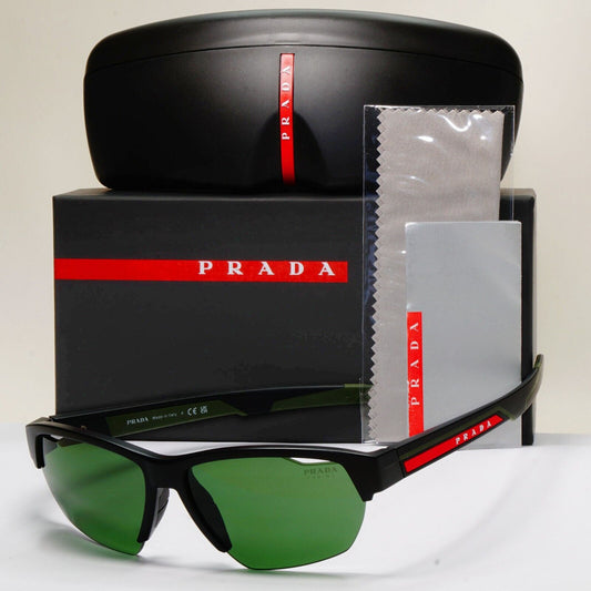 Prada Sunglasses Black Matte Wrap Red Stripe Green Tuning PS03YS SPS 03Y 18G-06U