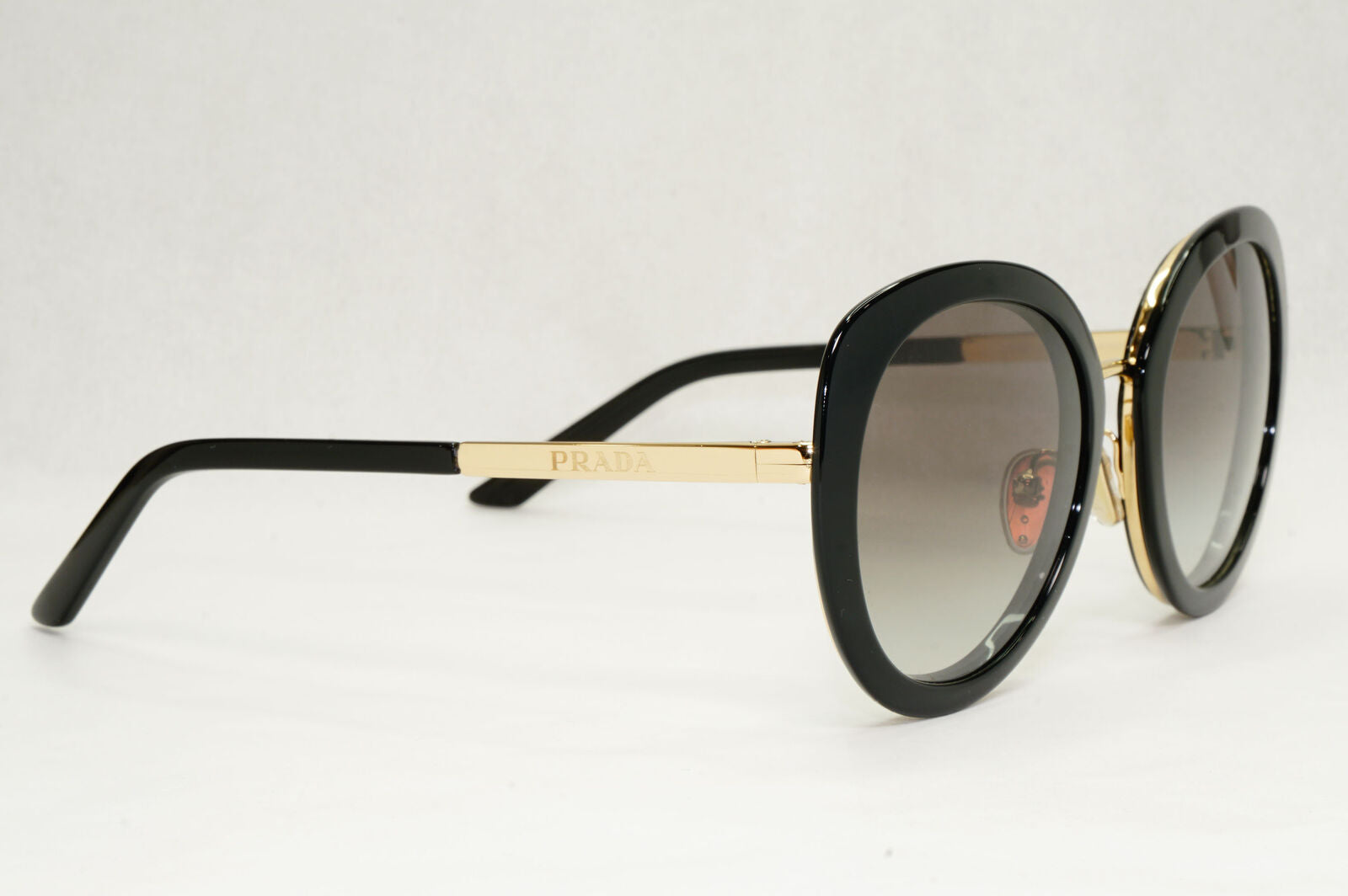 Prada Sunglasses Black Gold Grey Gradient Round PR54YS SPR 54Y AAV-0A7 54mm