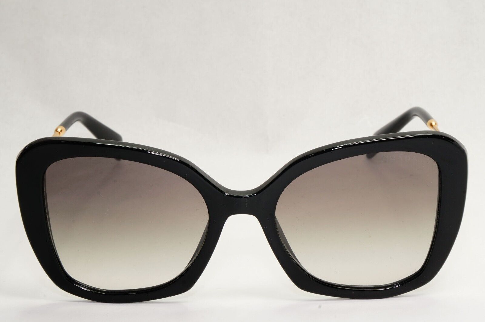 Prada Sunglasses Black Gold Square Grey Gradient Milano PR03YS SPR 03Y 1AB-0A7