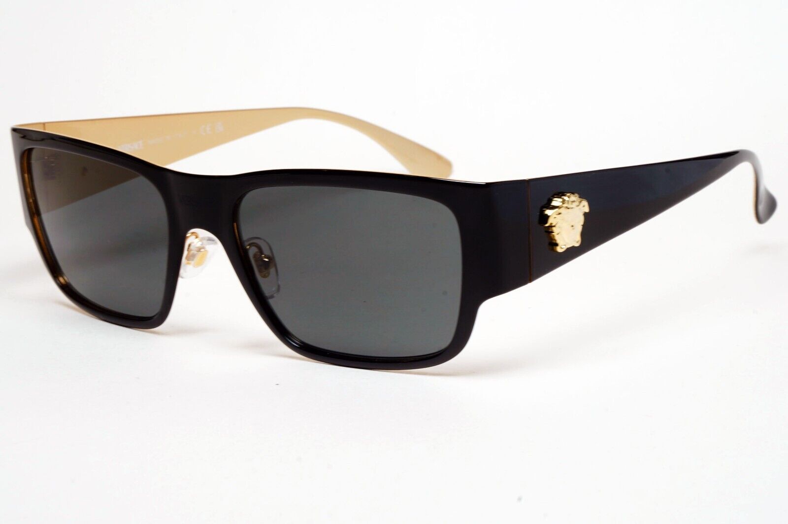 Versace Sunglasses Black Gold Medusa Square Metal MOD VE 2262 1433/87 56mm