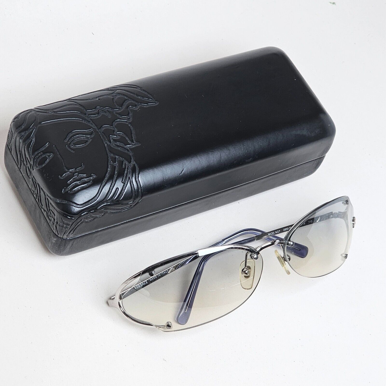 Versace Sunglasses 2001 Vintage Silver Grey Rimless MOD N37 26M/543 220125