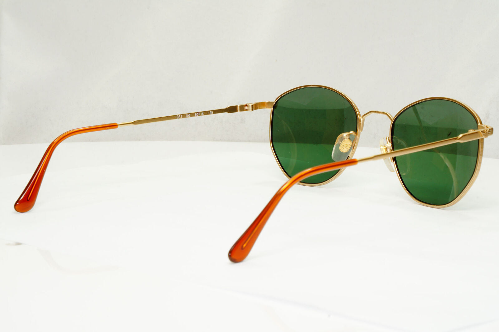 Emporio Armani Sunglasses 1997 Vintage Gold Green Metal Round 031 703 50mm A