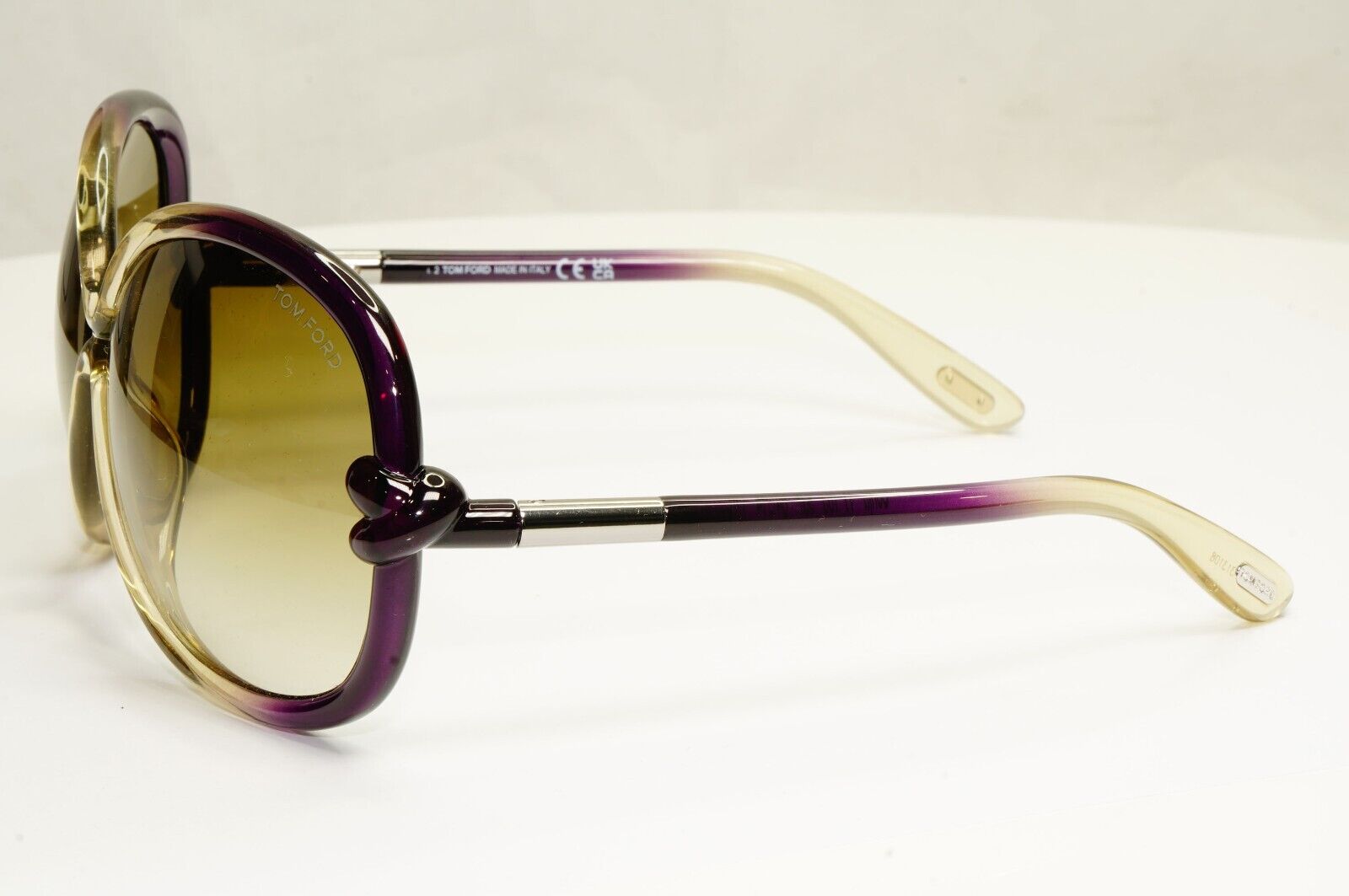 Tom Ford Oversized Sunglasses Knot Brown Gradient Purple TF 185 Sonja 95P 37809
