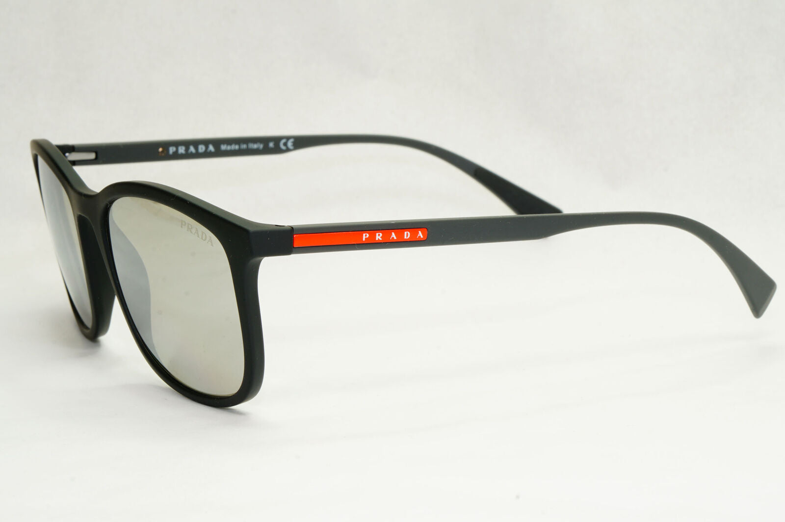 Prada Sunglasses Black Silver Mirror Square PS01TS SPS 01T DG0-2B0 56mm 050124