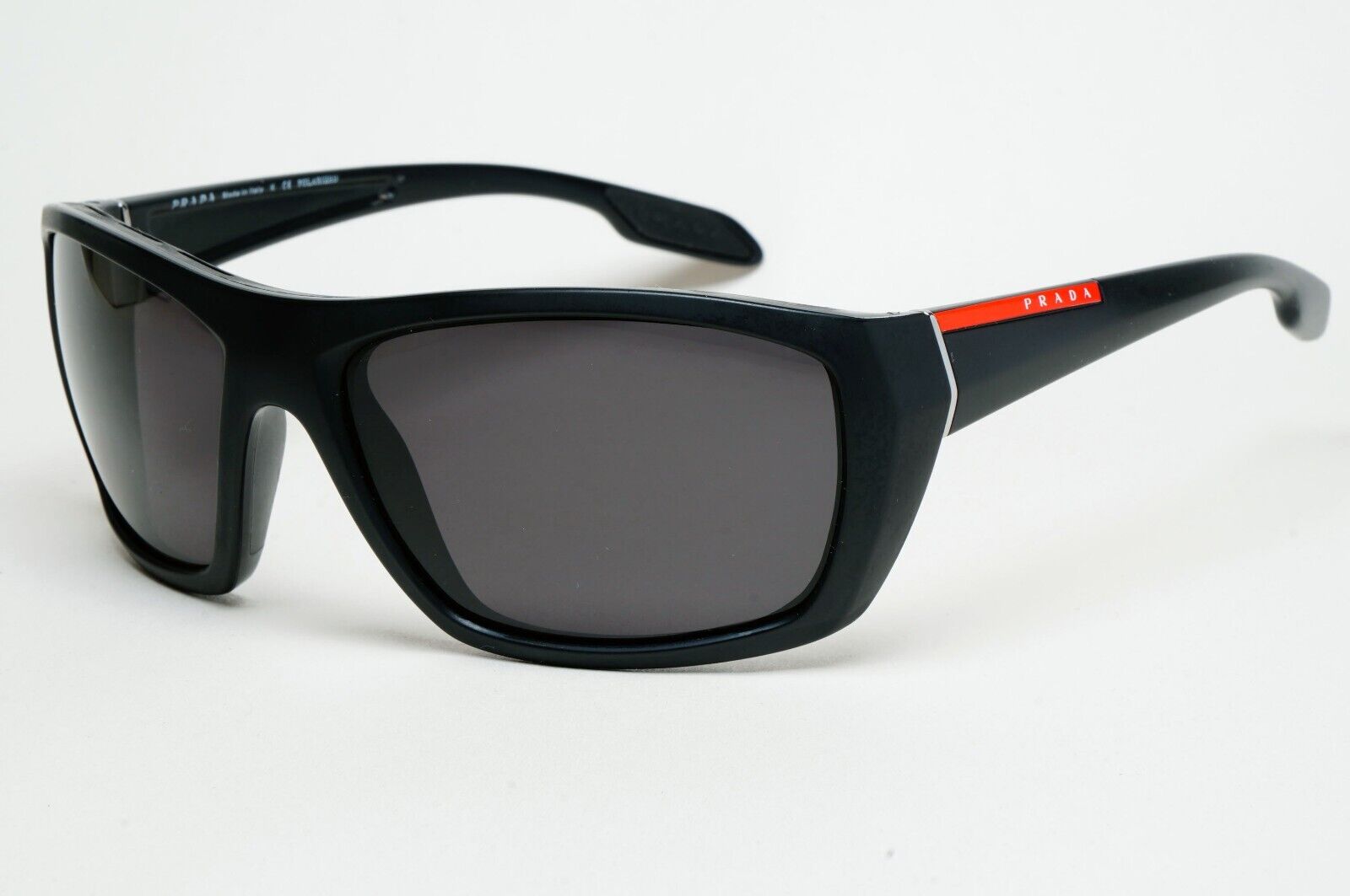 Prada Sunglasses Black Wrap Red Stripe PS06SS SPS 06S 1BO-5X1 231124