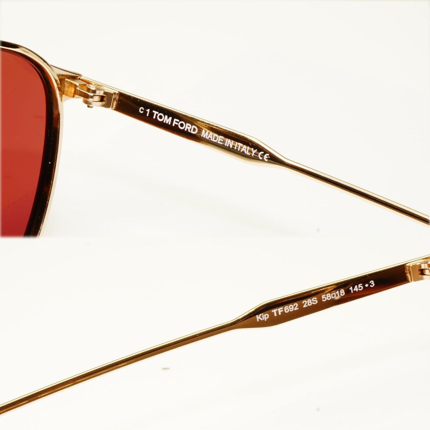 Tom Ford Gold Maroon Red Sunglasses Metal Square Pilot Kip TF 692 28S [B] 38998