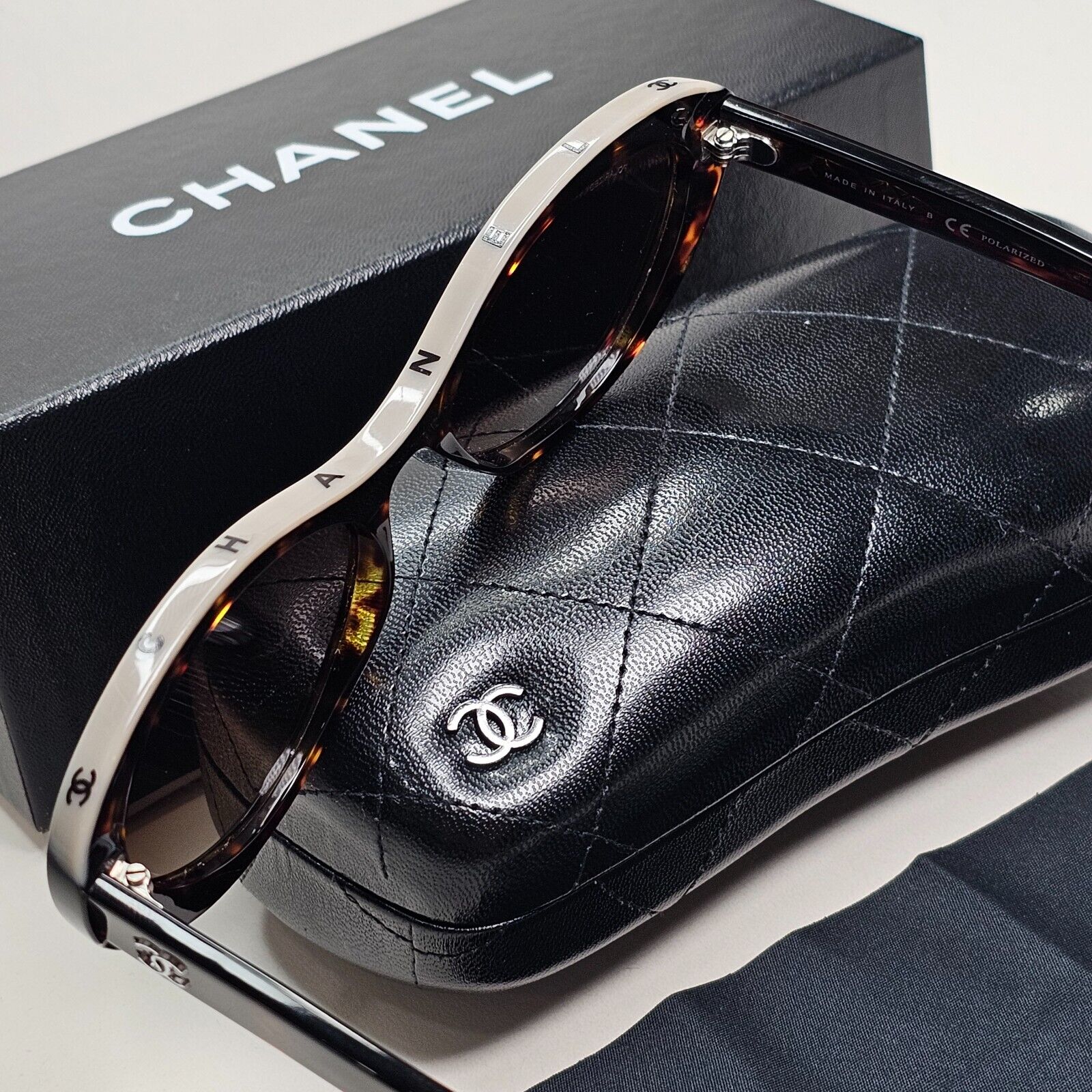Chanel Sunglasses Polarised Letters Brown Tortoise Beige 5416 c.1682/S9 57mm