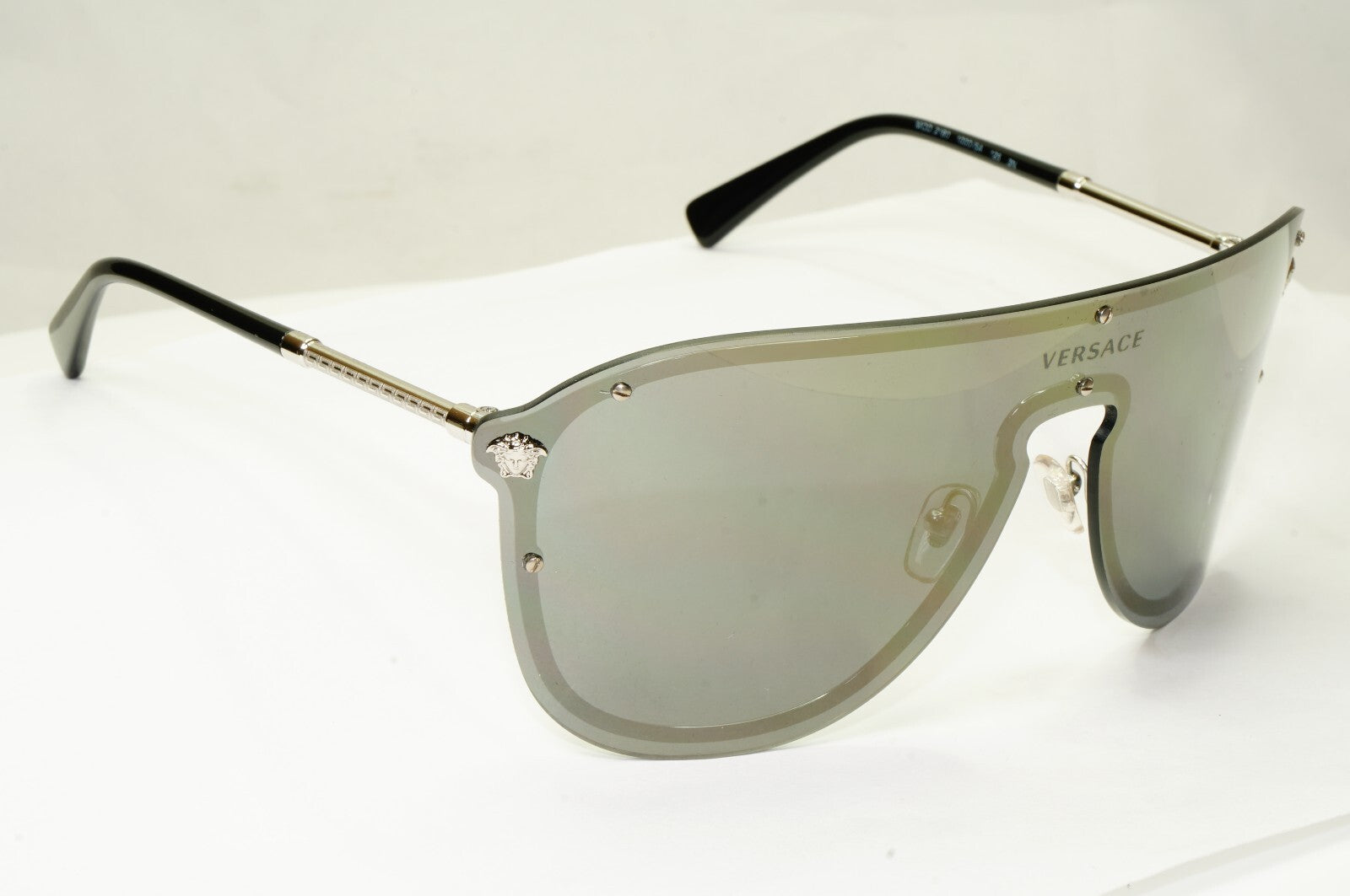 Versace Sunglasses Shield Mask Gold Mirror Silver Unisex MOD 2180 1000/5A [a]