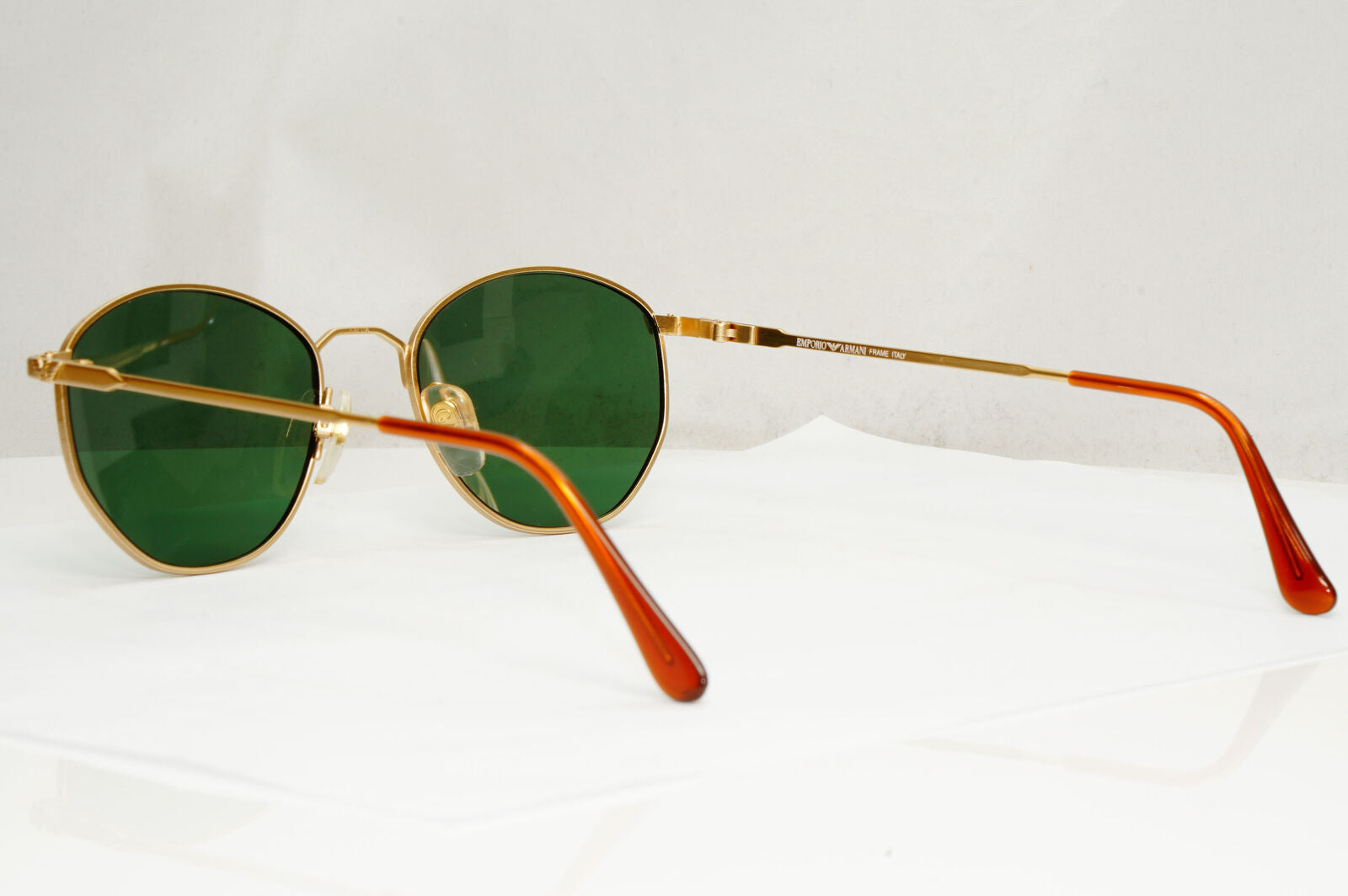 Emporio Armani Sunglasses 1997 Vintage Gold Green Metal Round 031 703 48mm B