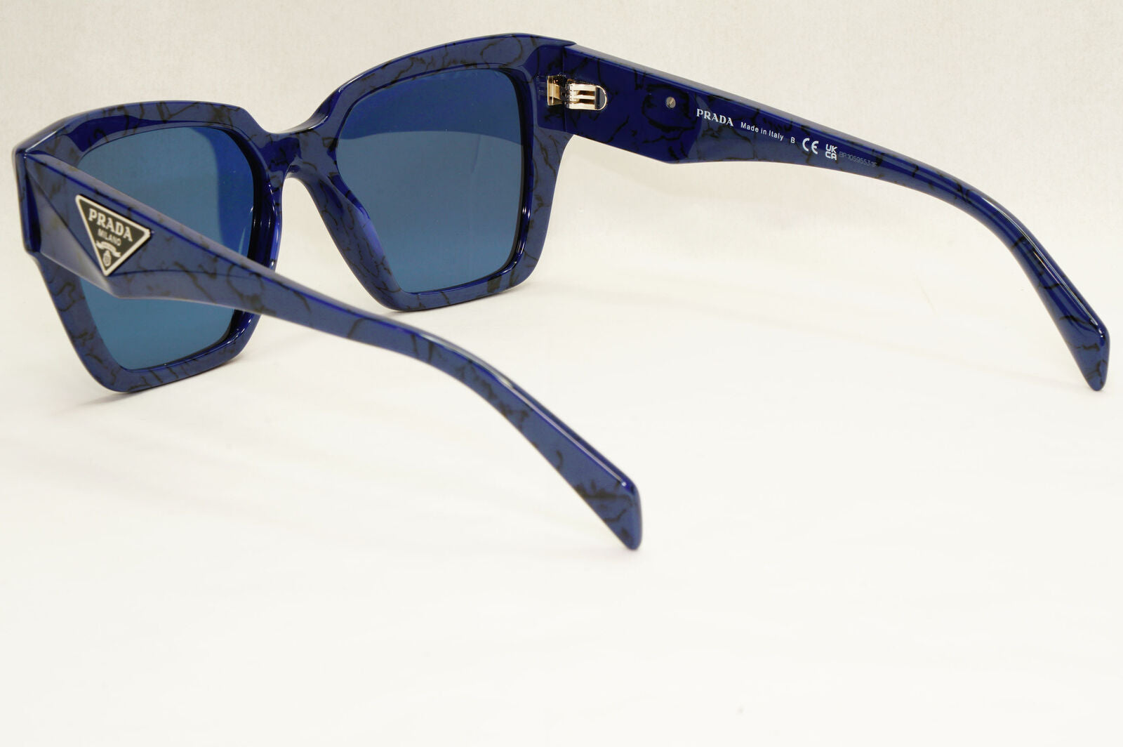 Prada Sunglasses Blue Triangle Symbole Marble Square PR09ZV VPR 09Z 18D-1O1 51mm