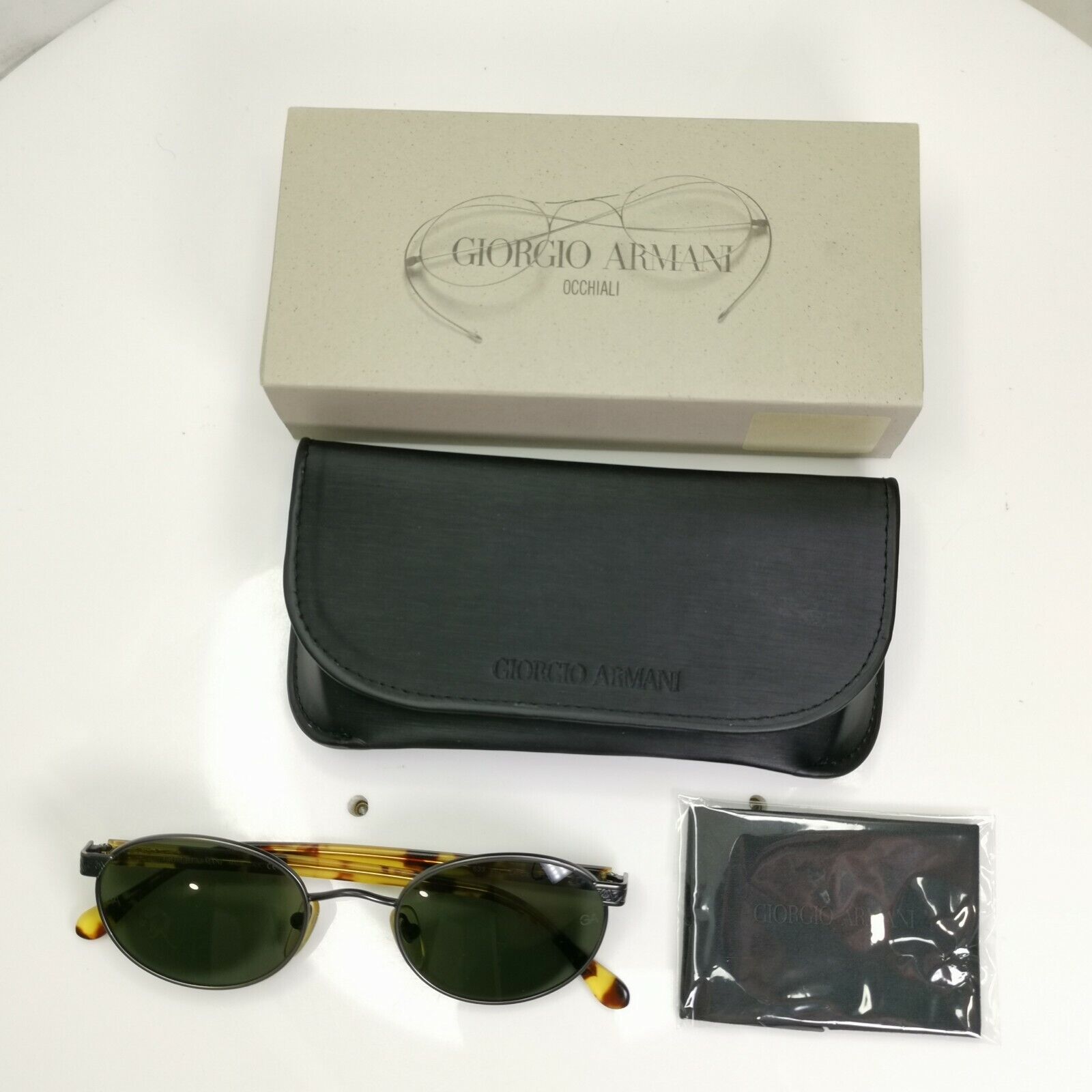 Giorgio Armani 1997 Vintage Sunglasses Gunmetal Brown Green Men 633 840 51mm