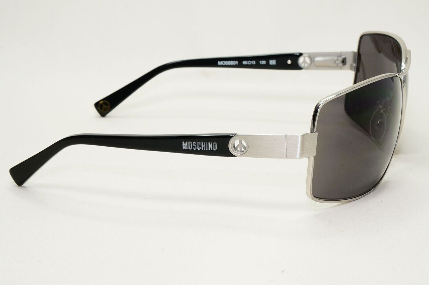 Moschino Sunglasses 2005 Vintage Silver Matte Black Wrap Square MO568 01 101124