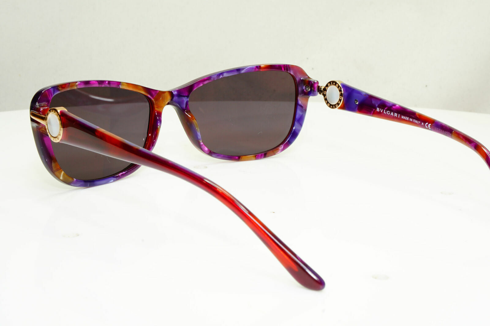 Bvlgari Pearl Gold Burgundy Sunglasses Bordo Rectangle Womens 4075 5270 30410
