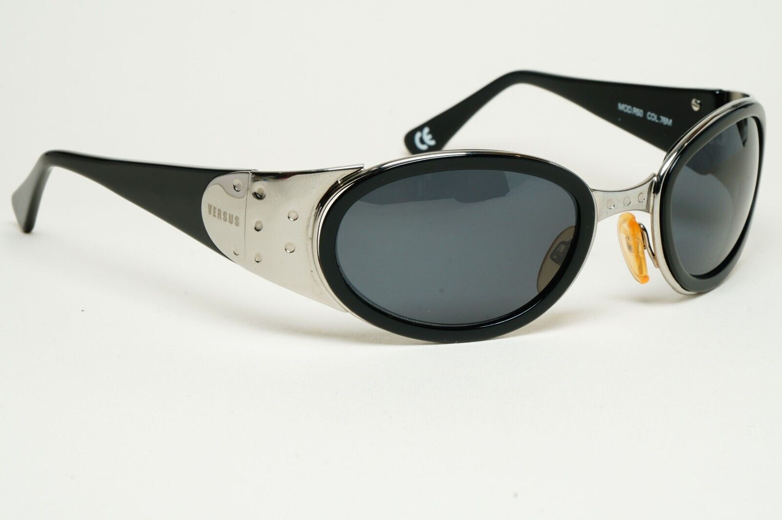 Versus Sunglasses 1996 by Gianni Versace Vintage Black Silver MOD R50 COL 76M