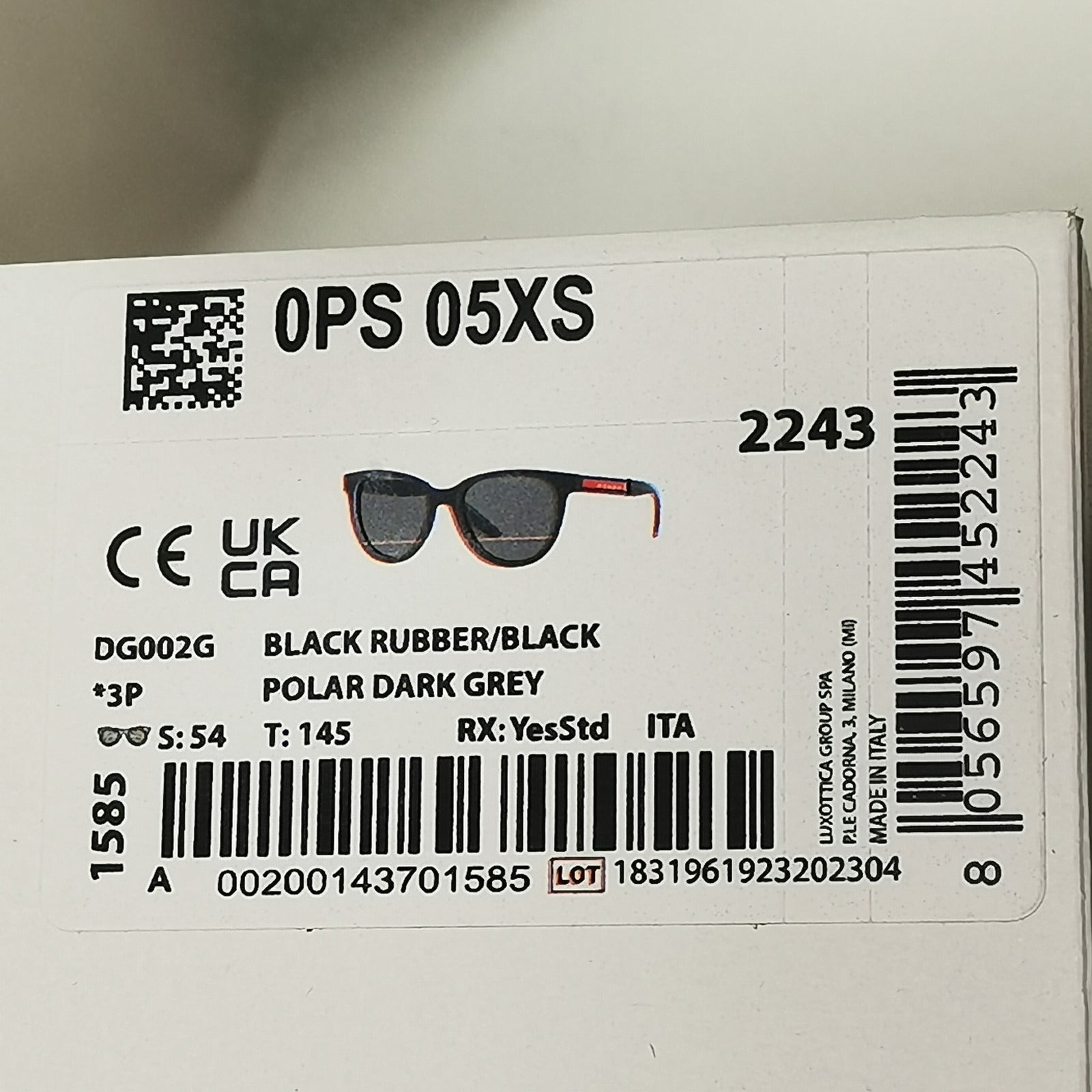 Prada Sunglasses Polarized Black Sunglasses Square PS05XS SPS 05X DG0-02G 54mm