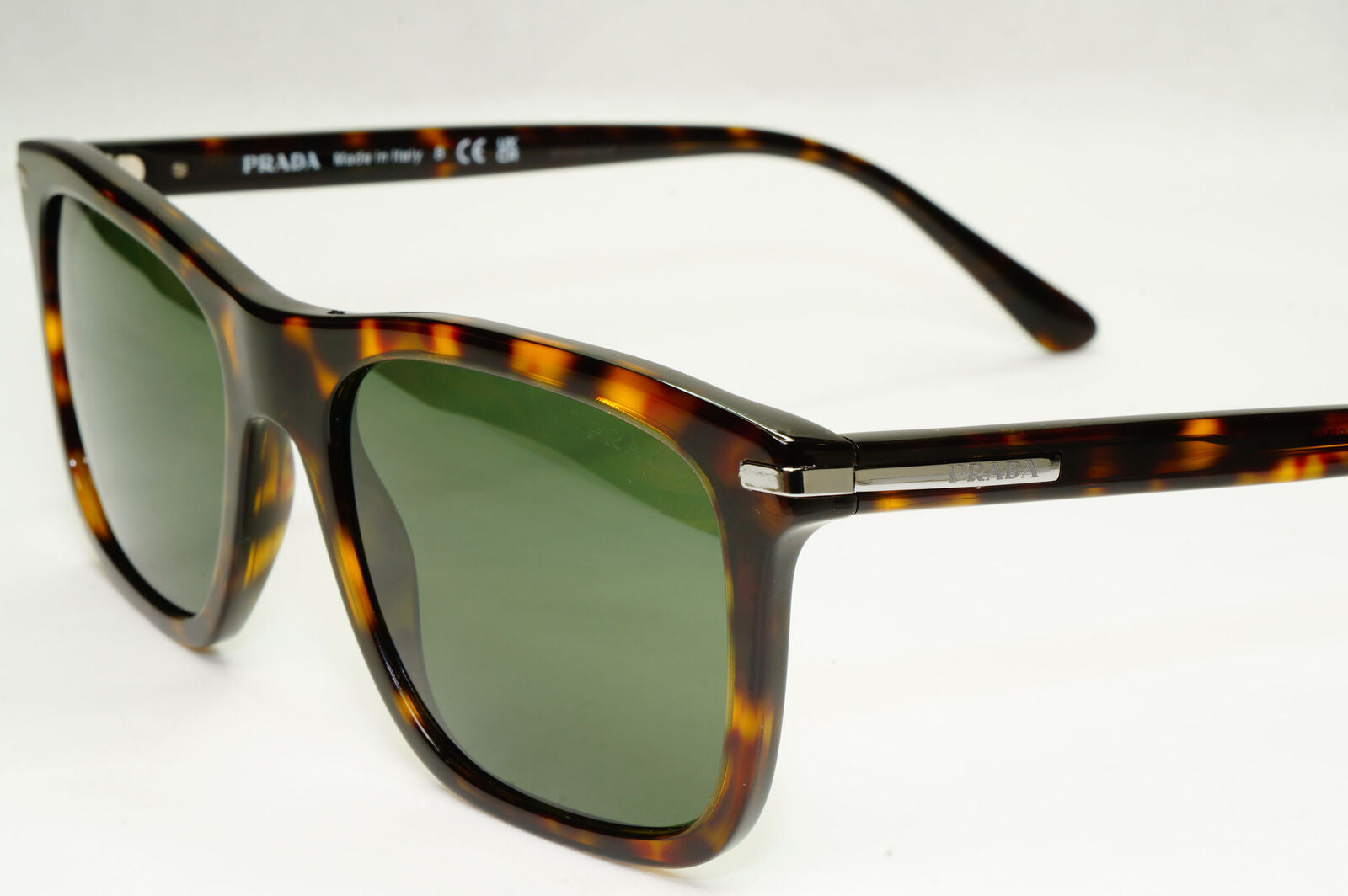 Prada Sunglasses Glass Lens Square Brown Tortoise Green PR18WS SPR 18W 2AU-0B0