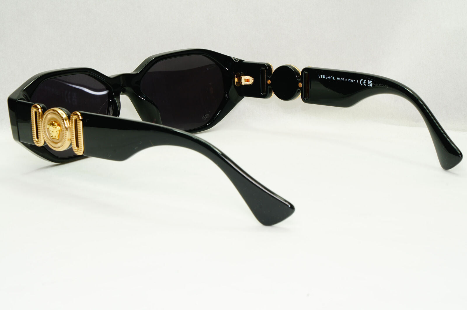 Versace Sunglasses Black Gold Medusa Octagon Angular Biggie MOD VE 3320-U GB1