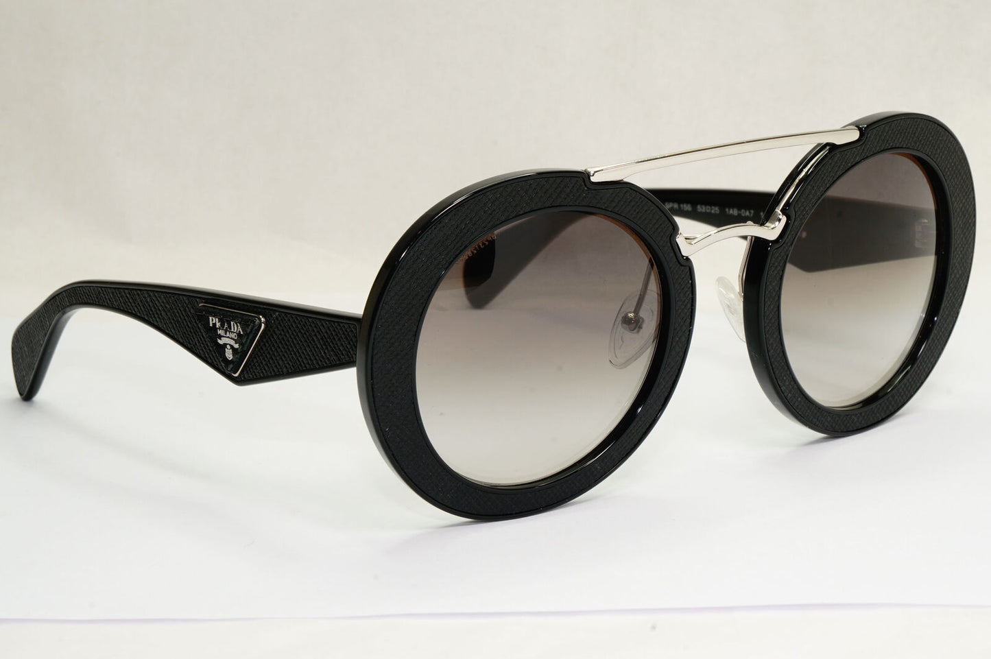 Prada Sunglasses Black Triangle Saffiano Leather PR15SS SPR 15S 1AB-0A7 190224