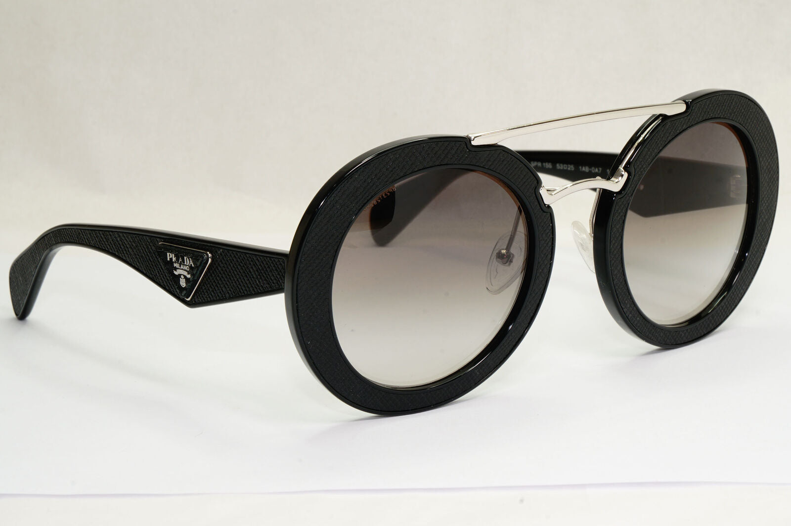 Prada Sunglasses Black Triangle Saffiano Leather PR15SS SPR 15S 1AB-0A7 190224