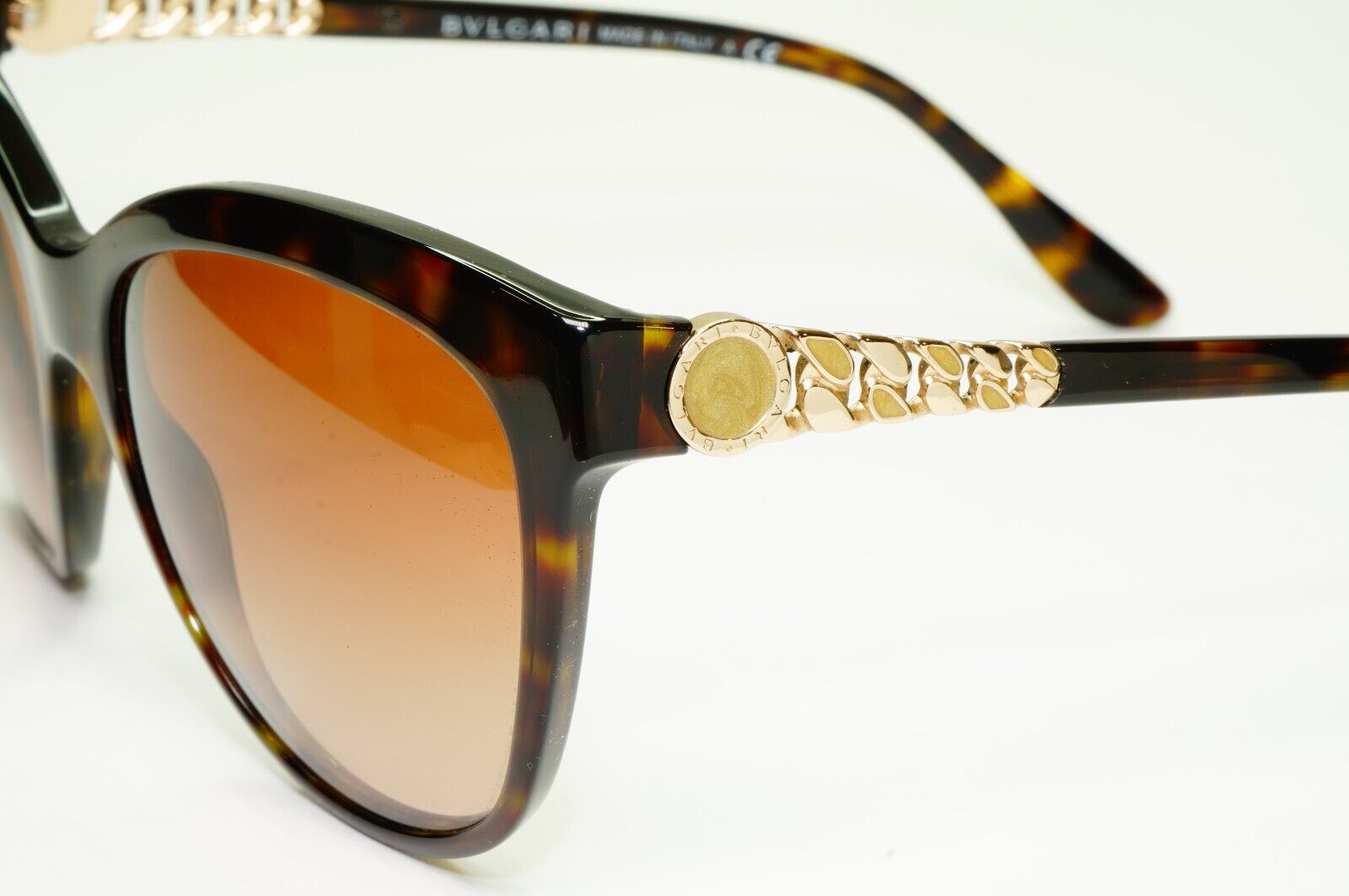 Bvlgari Gold Chain Sunglasses Brown Gradient Tortoiseshell 8158 504/13 28534