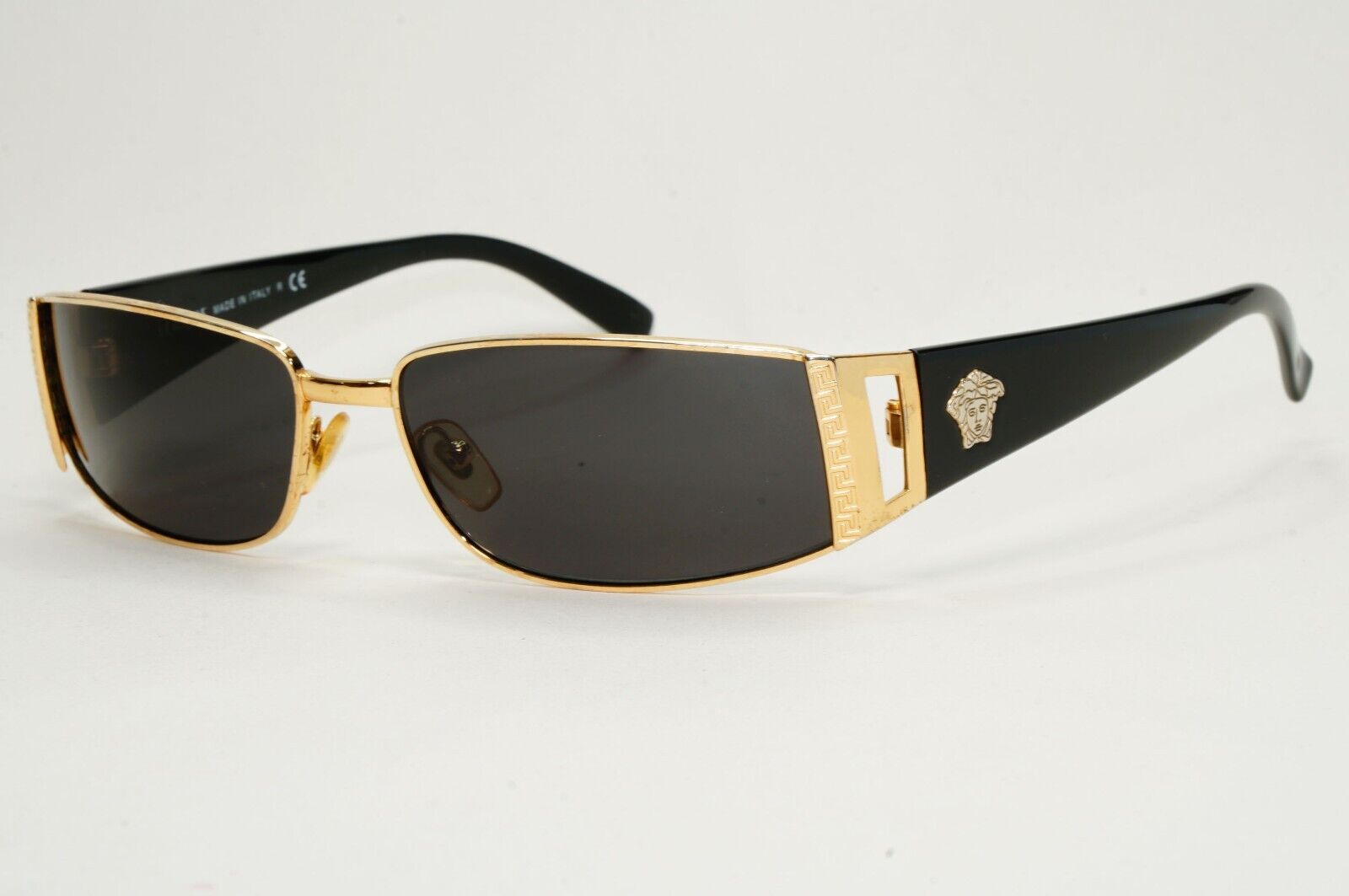 Versace Sunglasses 2003 Vintage Gold Black Rectangle MOD 2021 1002/13 081024