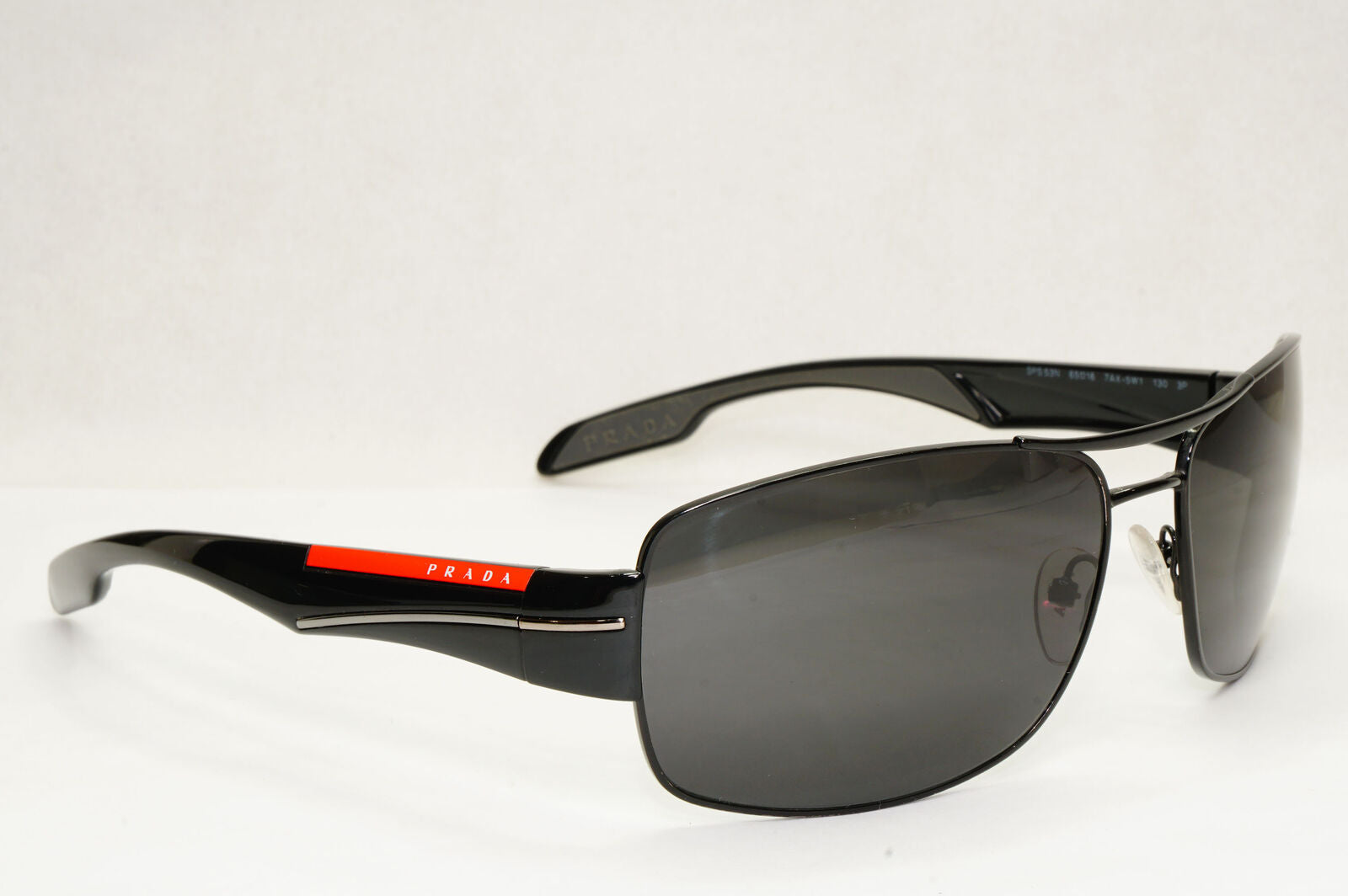 Prada Sunglasses Black Wrap Red Stripe Rossa PS53NS SPS 53N 7AX-5W1 65mm 131223