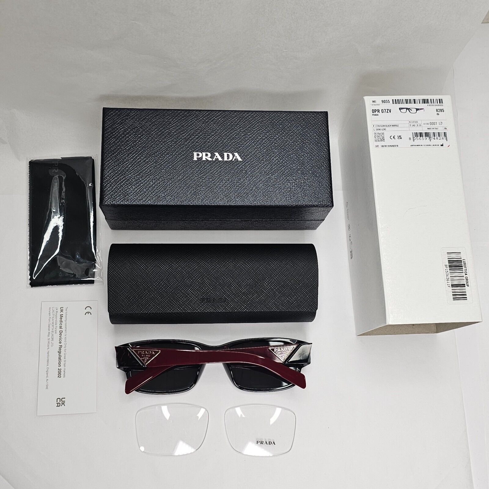 Prada Sunglasses Triangle Symbole Red Black Marble PR07ZV VPR 07Z 11F-1O1 55mm