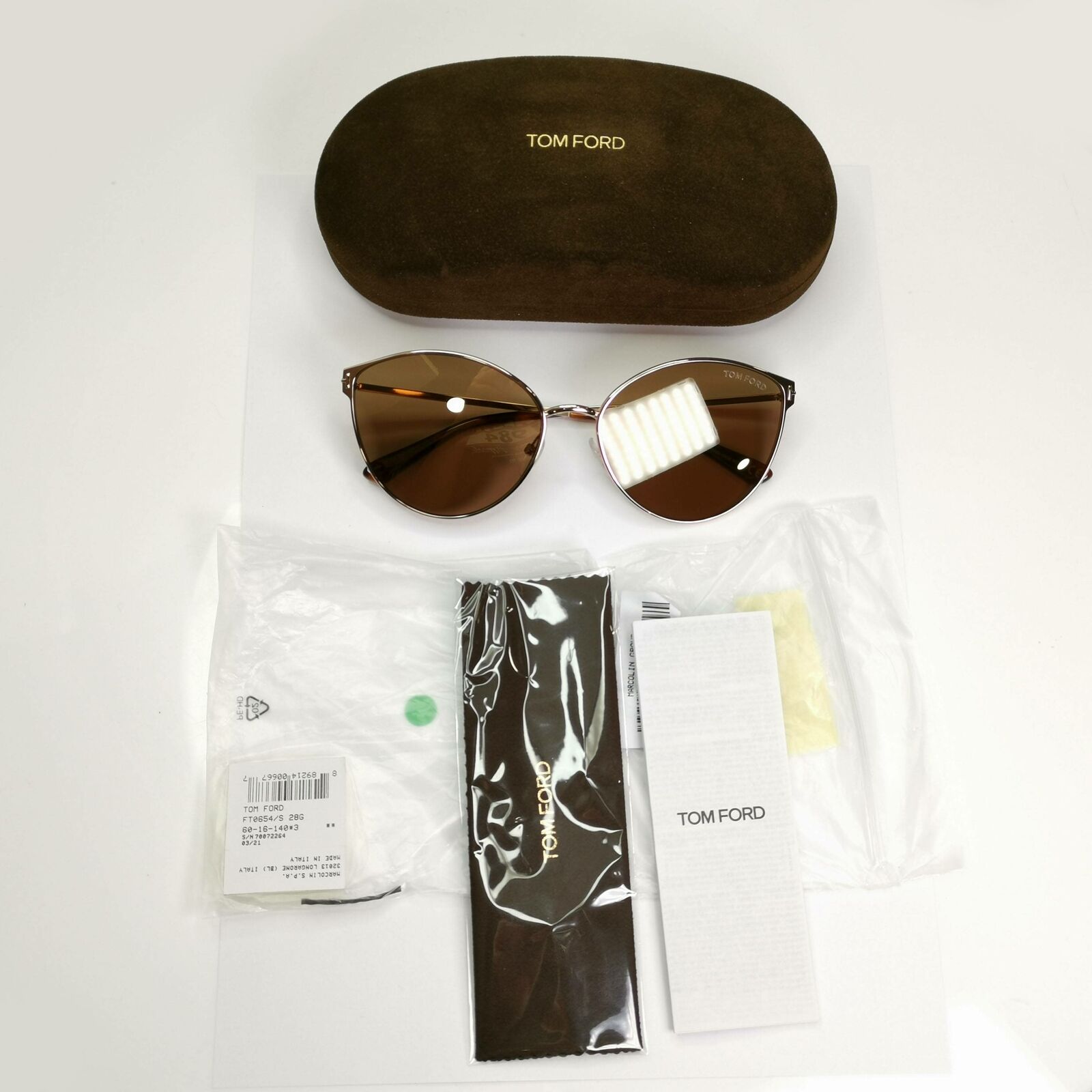 Authentic Tom Ford Womens Gold Brown Metal Sunglasses Zeila TF 654 28G