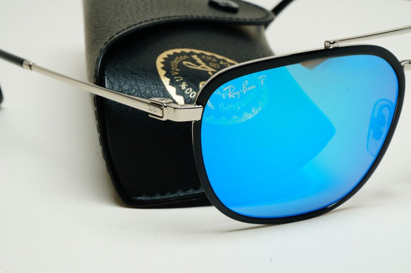 Ray-Ban Sunglasses Chromance Blue Mirror Polarized Black RB 3708 9144/4L 59mm