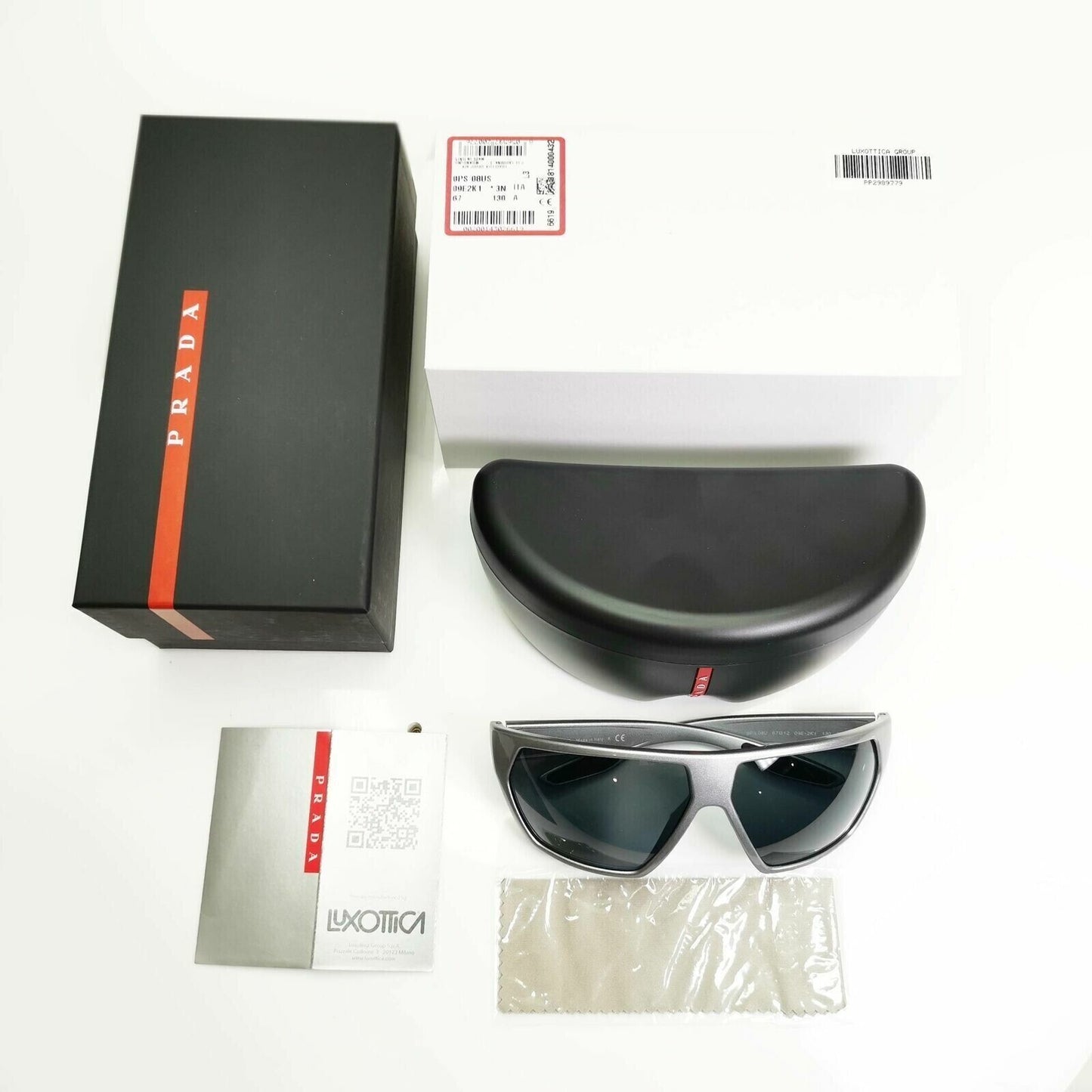 Prada Grey Metallic Black Large Mens Sunglasses SPS 08U 09E-2K1 Red [a] 39033
