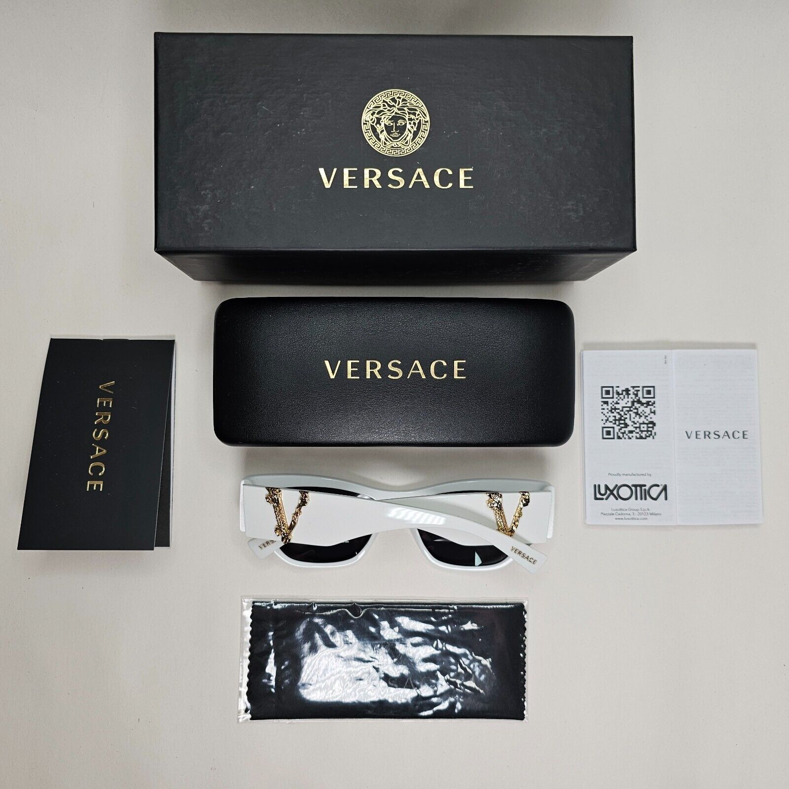Versace Sunglasses White Gold V Black Square MOD VE 4383 5327/87 56mm