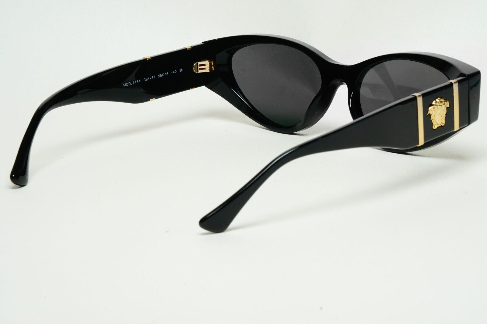 Versace Sunglasses Black Rectangle Grey Gold Medusa MOD VE 4454 GB1/87