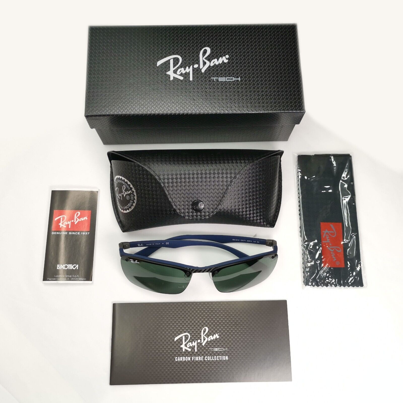 Ray-Ban Sunglasses Carbon Fibre 2013 Blue Black Green RB 8312 124/71 60mm