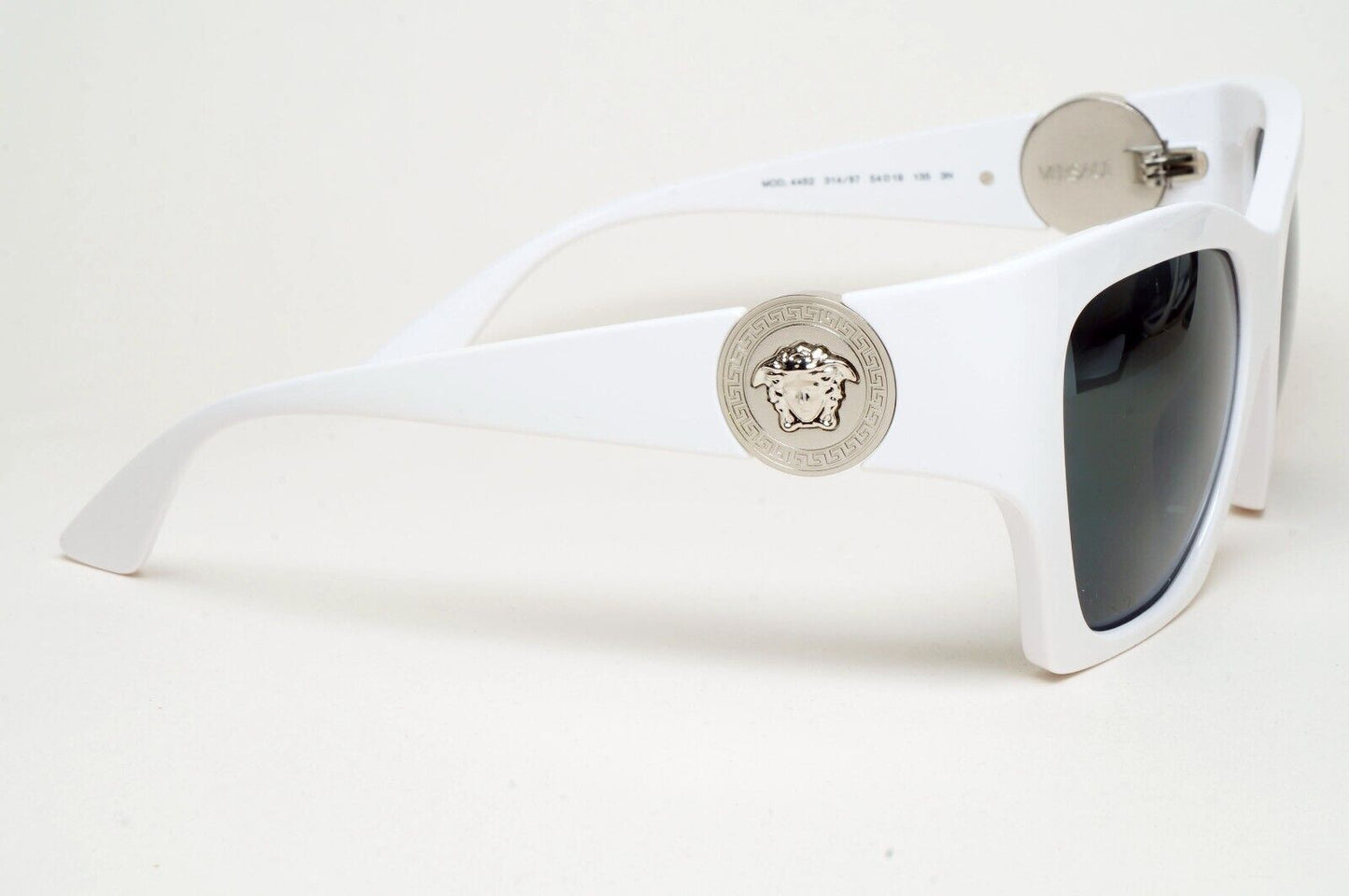 Versace Sunglasses White Silver Medusa Grey Square MOD VE 4452 314/87 54mm