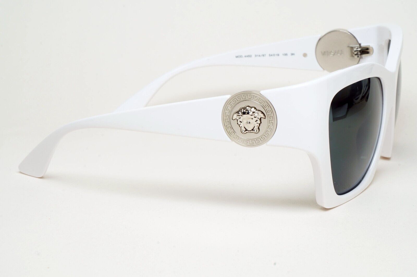 Versace Sunglasses White Silver Medusa Grey Square MOD VE 4452 314/87 54mm