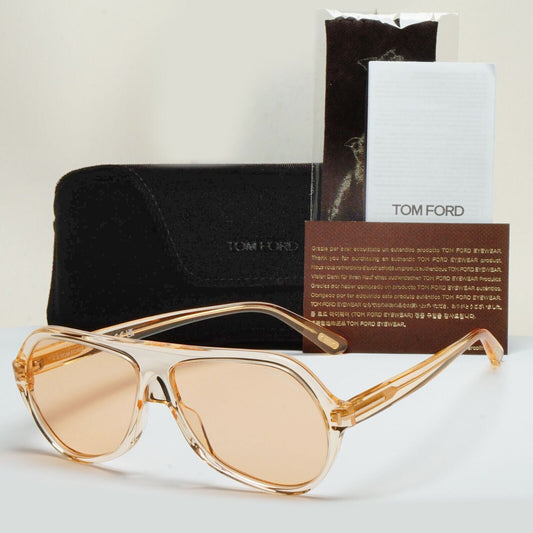 Tom Ford Sunglasses Thomas Transparent Brown Yellow Square FT0732 TF 732 45E