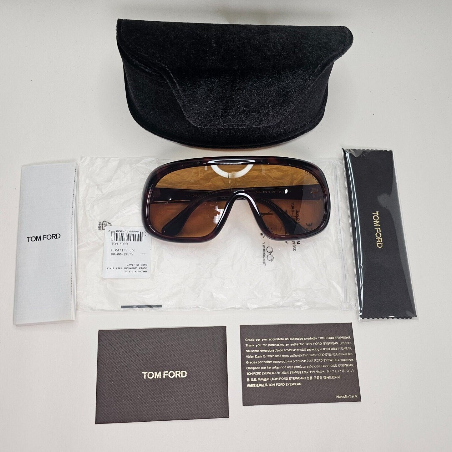 Tom Ford Sunglasses Sven Shield Tortoiseshell Brown Large FT0471 TF 471 56E