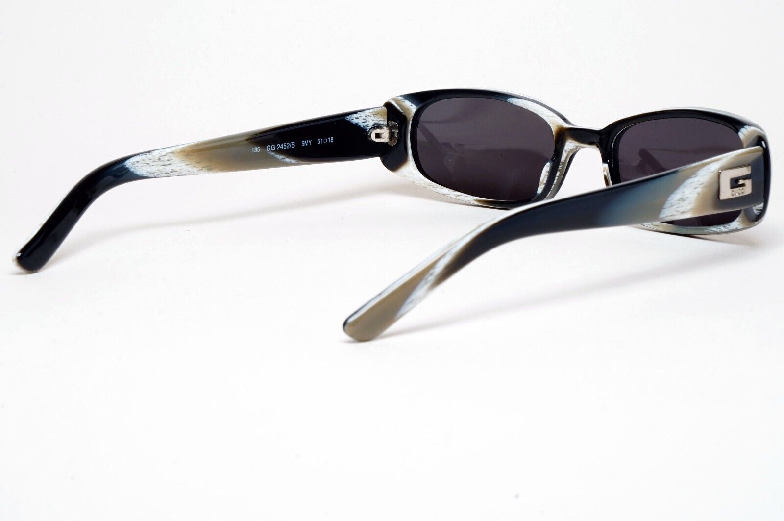 Gucci Sunglasses 1998 Vintage Rectangle Small Black Marble GG 2452/S 5MY 170125
