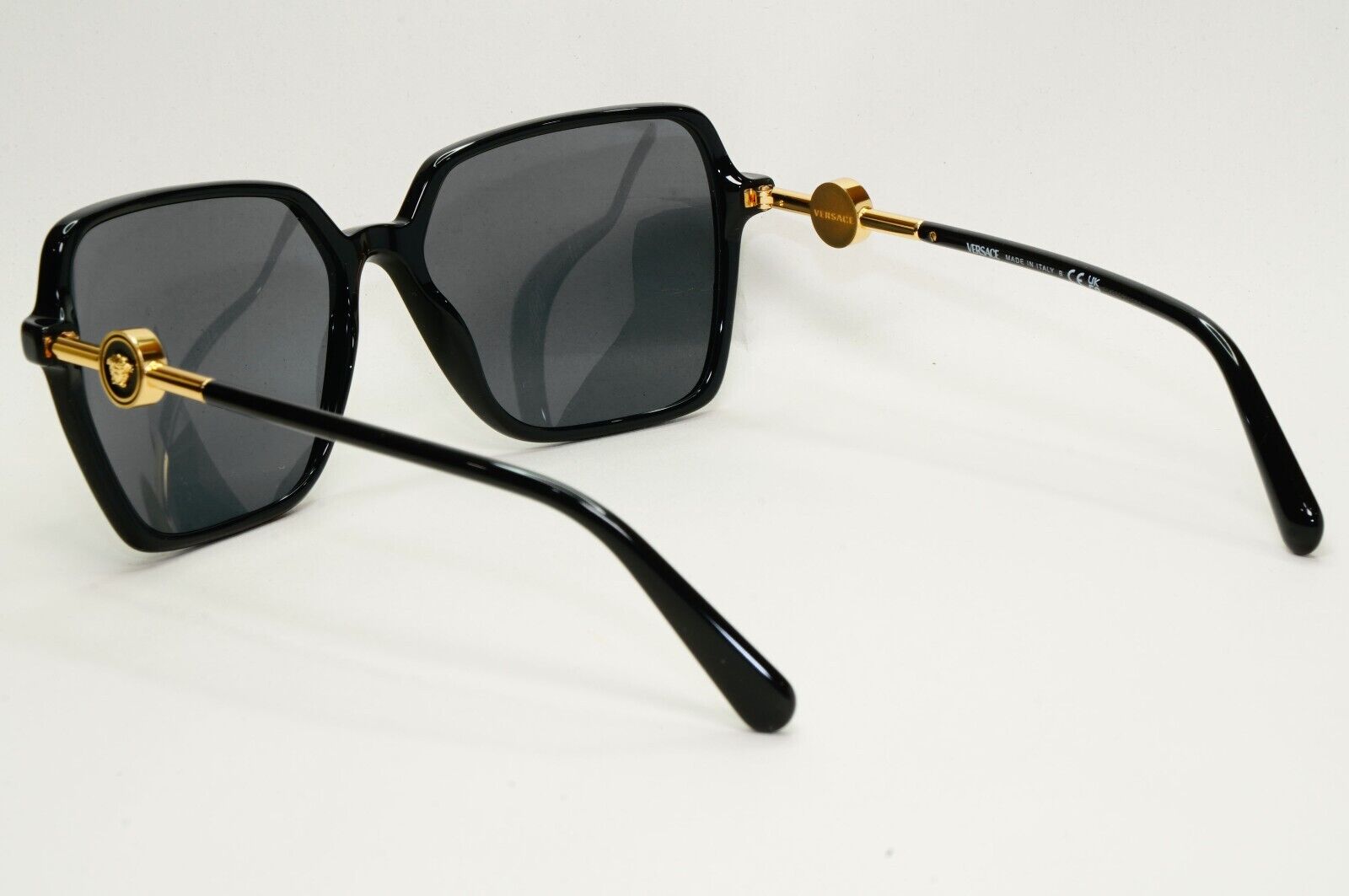 Versace Sunglasses Black Gold Medusa Square Dark Grey MOD VE 4396 GB1/87 58mm